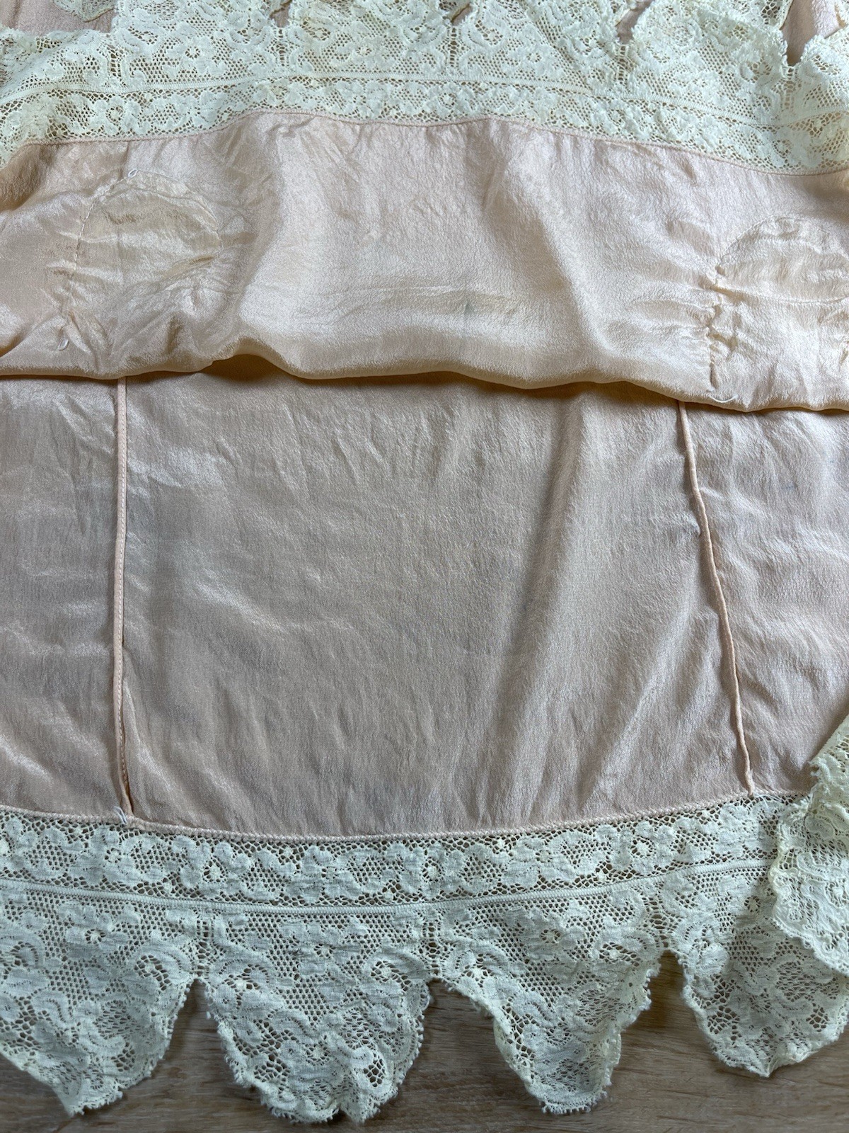Vintage Art Deco Silk W Lace Slip Top Volup