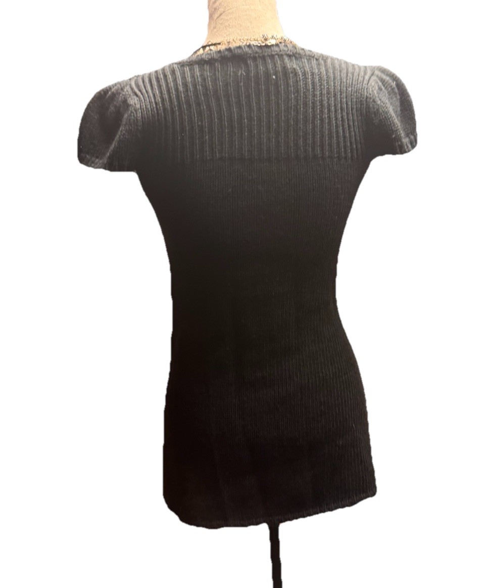 Y2K Knit Mini Dress sz M Dark Academia Sweater Cap Sleeve Mini Short Preppy Cute