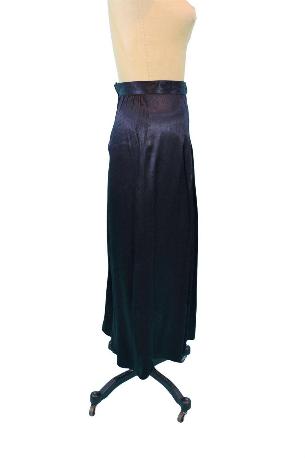 Vintage 1970s Black Satin Skirt Mrs H Winter Henri Bendel W 23″