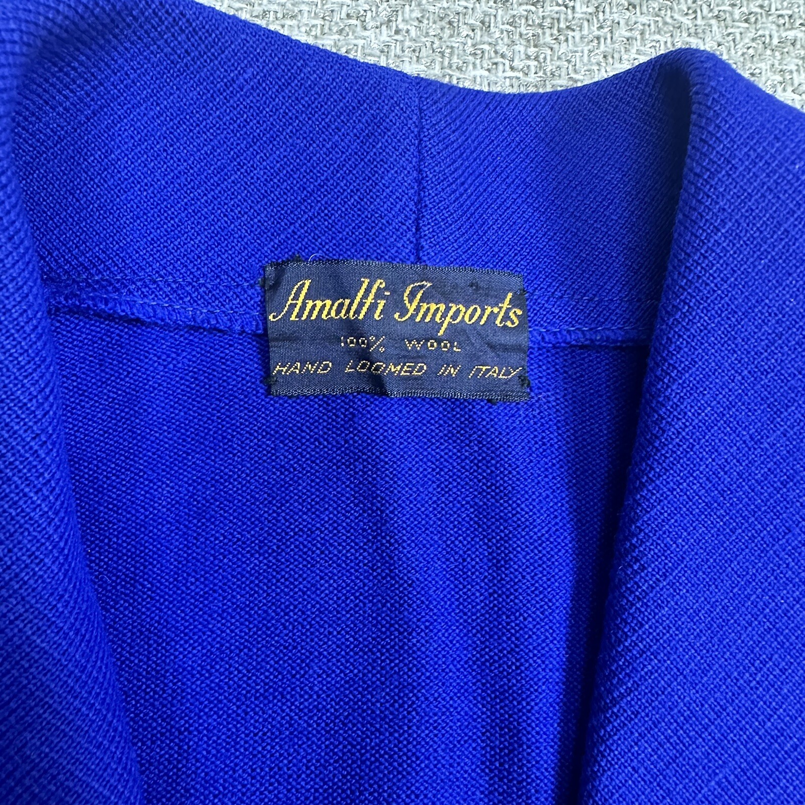 50s Amalfi Imports 3 Pc Italian Wool Knit Womens Suit Blue Pencil Skirt Sz L 12