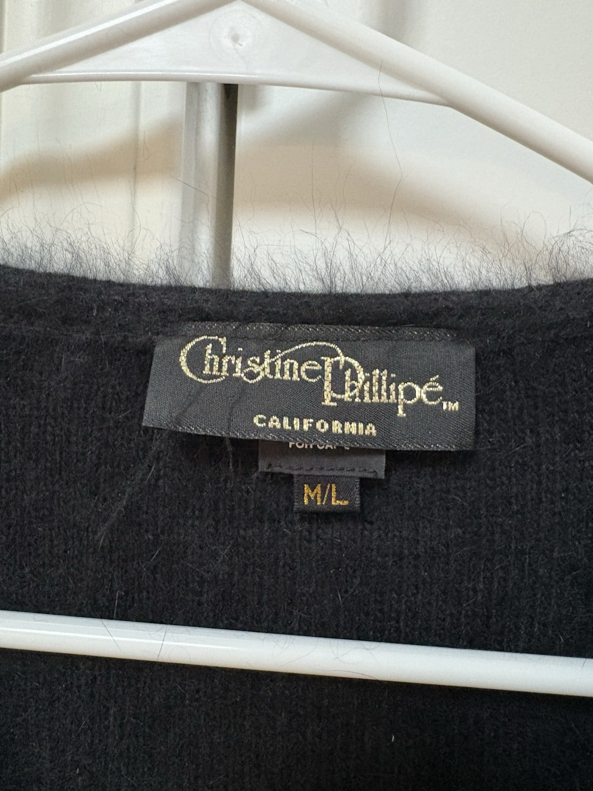Christine Phillipe Vintage Angora Knit Sweater Black M/L Sheer Sleeves SO SOFT!