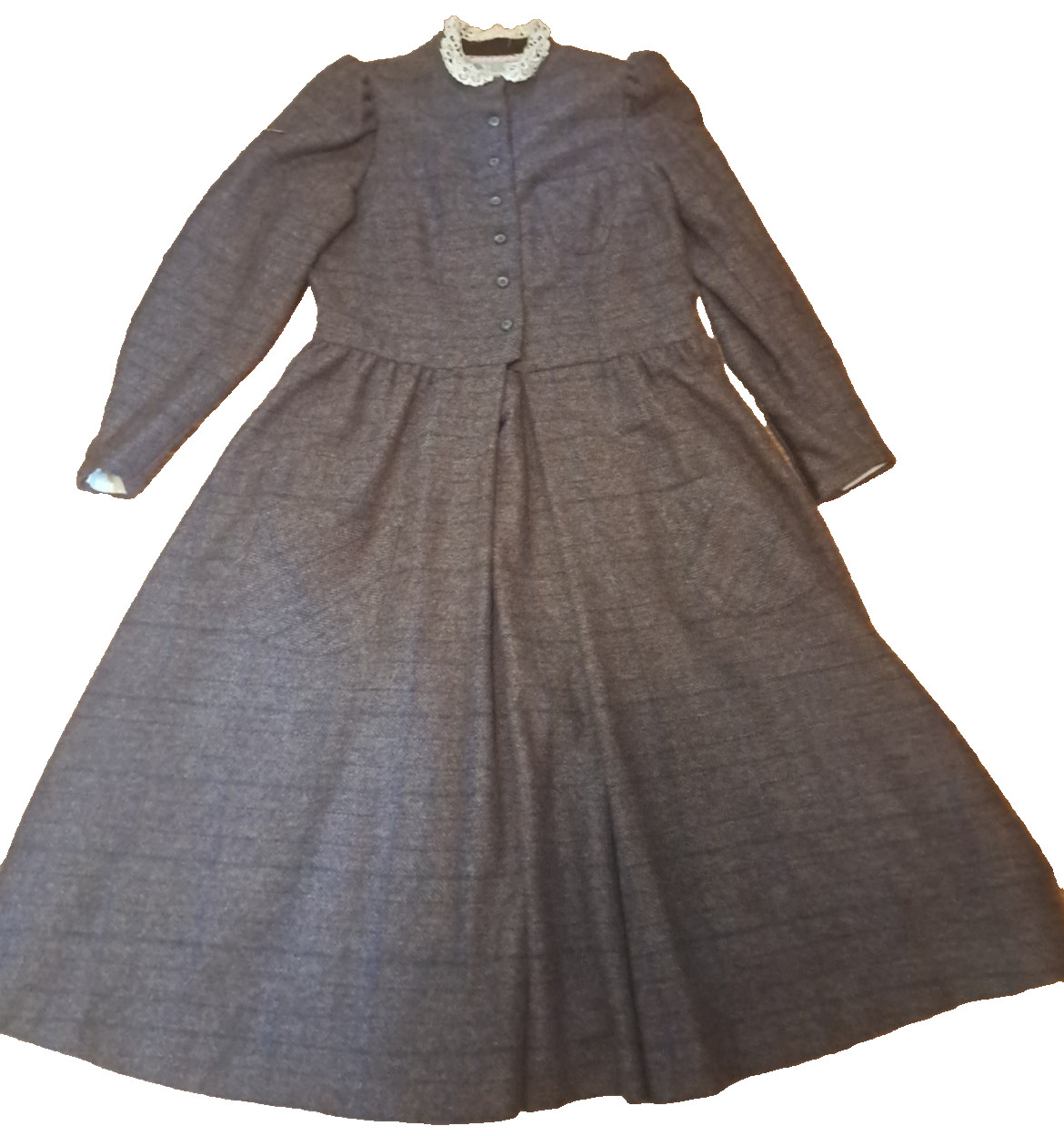 Aunt Abigails Attic Dress Wool Plaid Pockets Period Costume Western Country 12 M