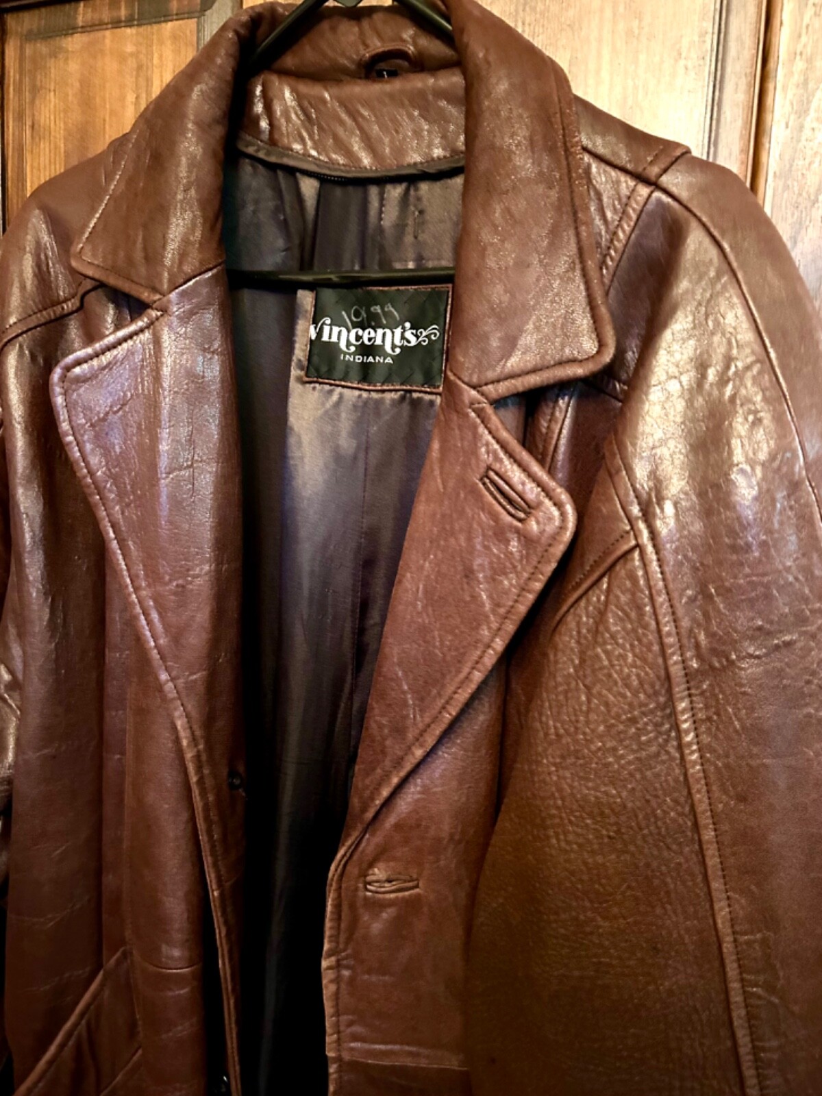 Women’s Long Brown Leather Midi Coat Vincent’s of Indiana Sz L