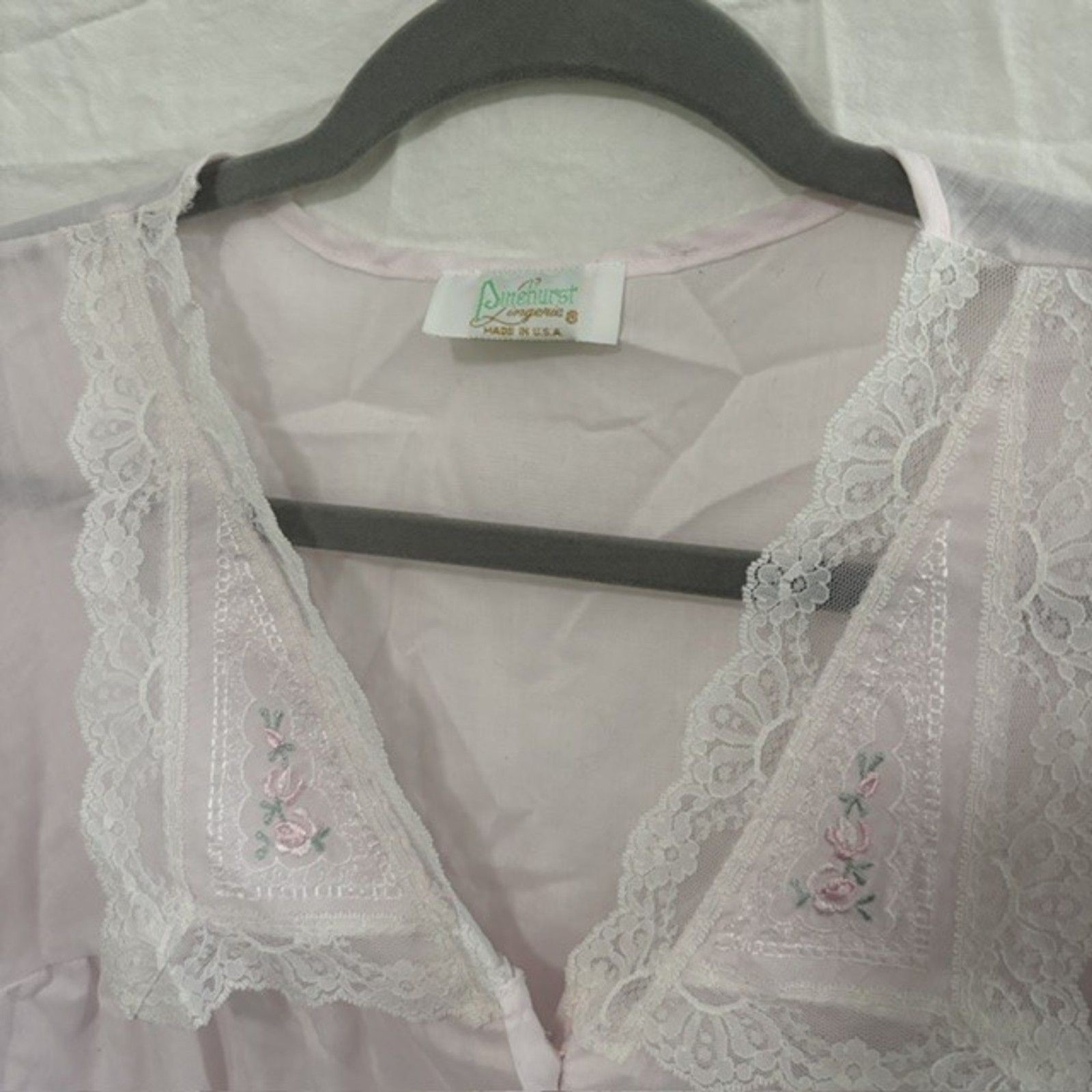 Vintage Baby Pink Lace Slip Dress