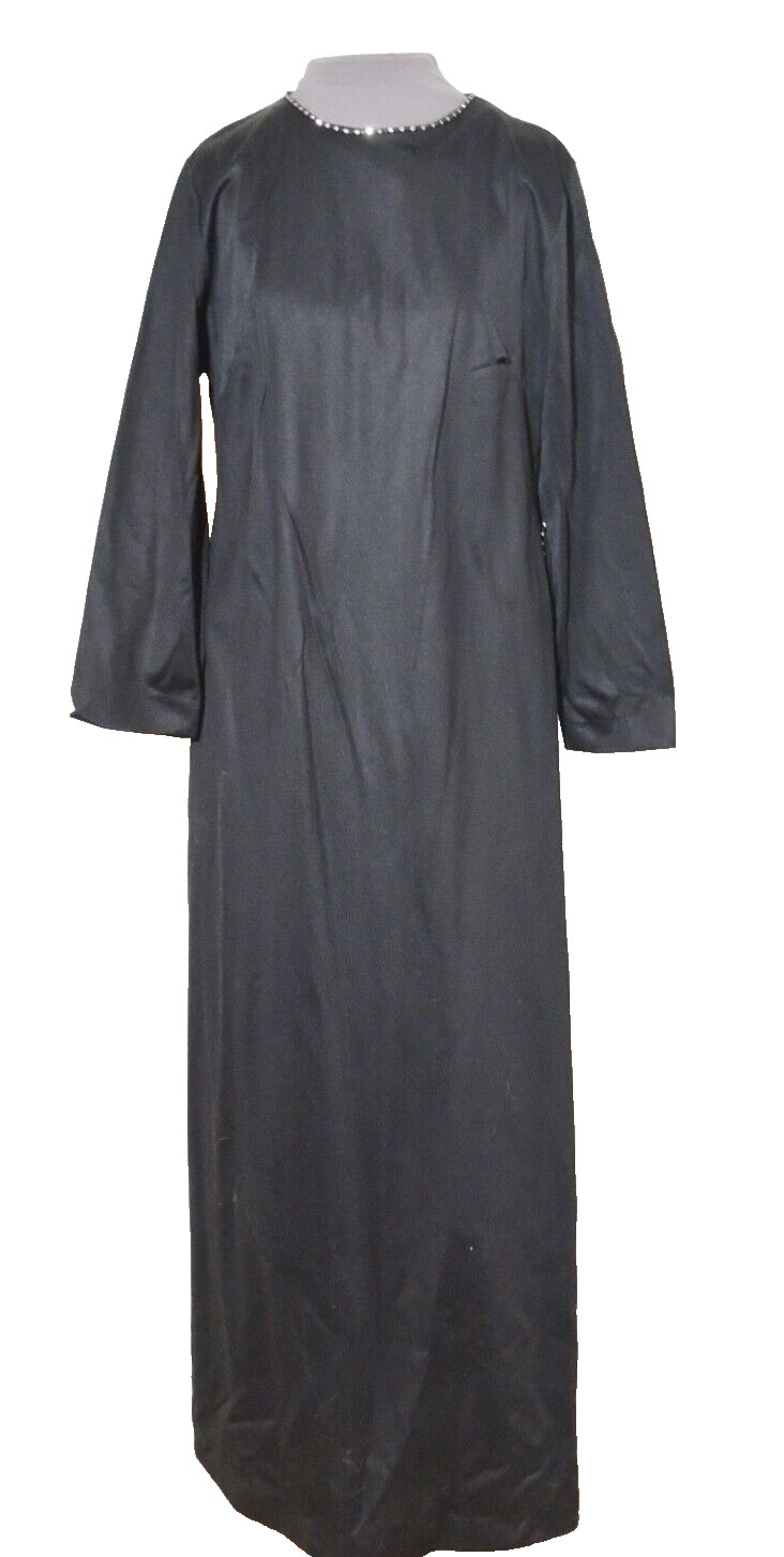 Sexy Black At Home Wear / Van Raalte Lounging Dress w Waist High Side Slit M