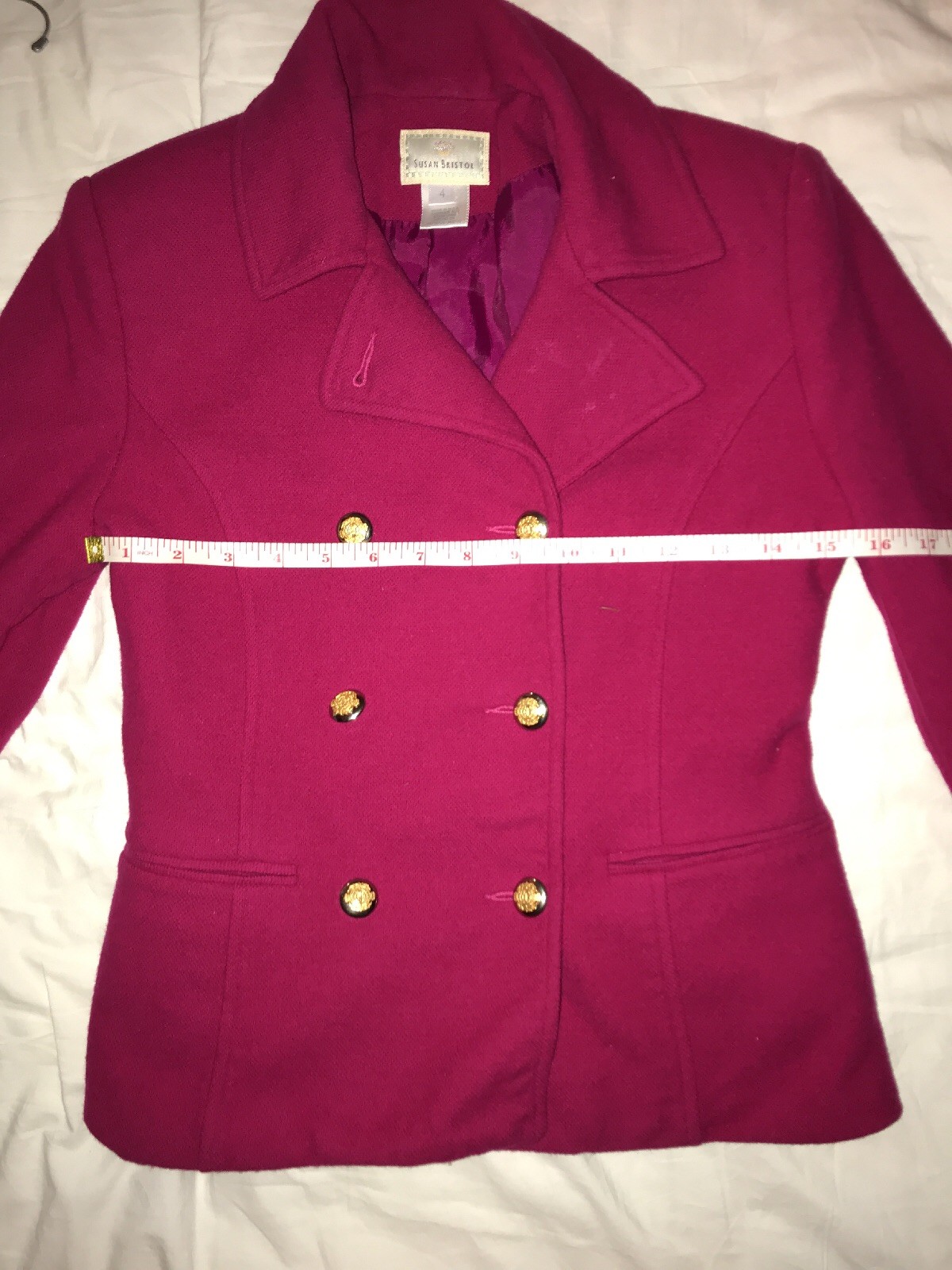 Vintage Susan Bristol Womens Lambswool Pink Blazer Jacket Size 4 Made In The USA
