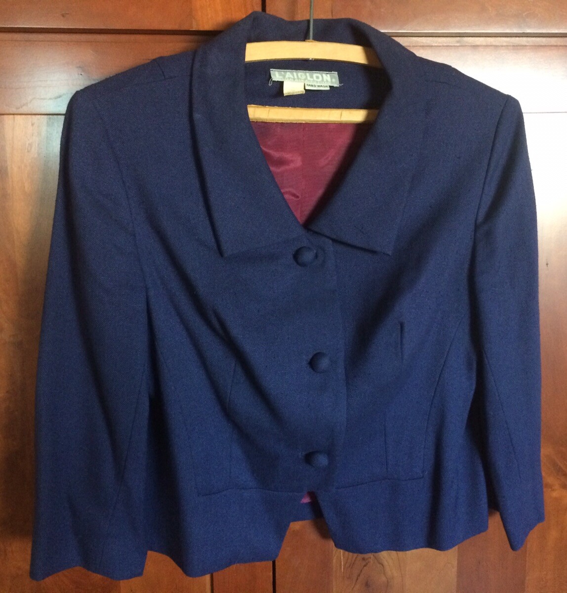 Vtg 1950/60s Women’s L’Aiglon Suit/Size 12/Jacket & Skirt/Rayon & Flax/Navy Blue