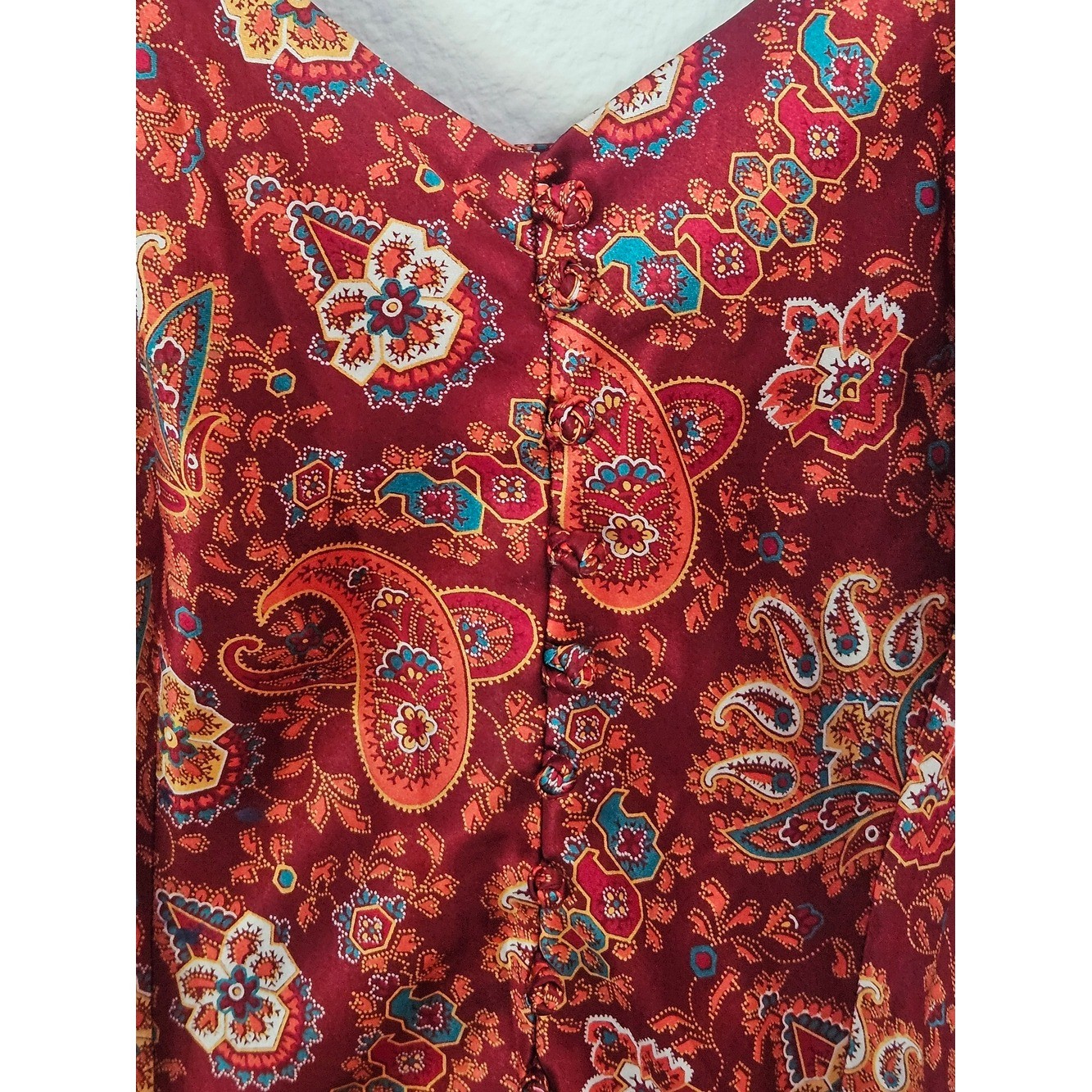 Vintage Cacique Lingere Red Paisley Playsuit Romper