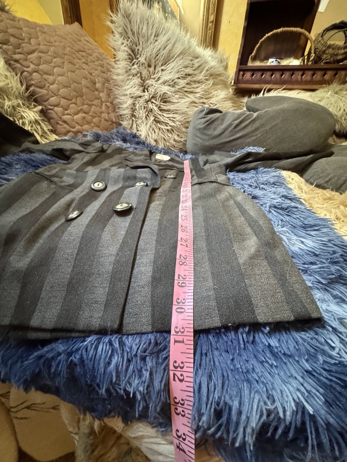 Vtg Harve Benard Wool Black Fray Stripe Blazer Jacket Shoulder Pads Double 12 M