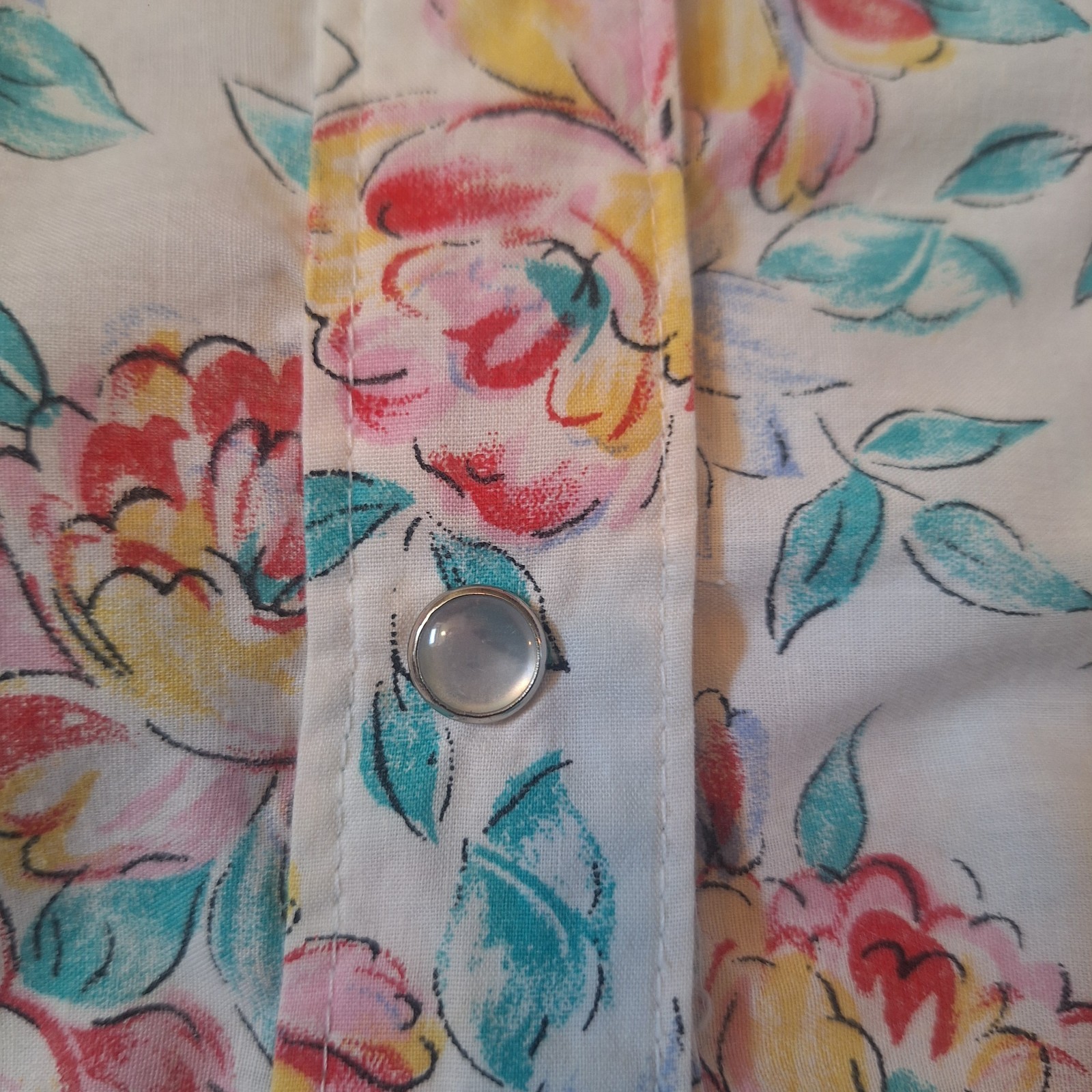 Pearl Snap Granny Core Housecoat House Dress Sz S Vtg Cottage Mumu Bloomcore