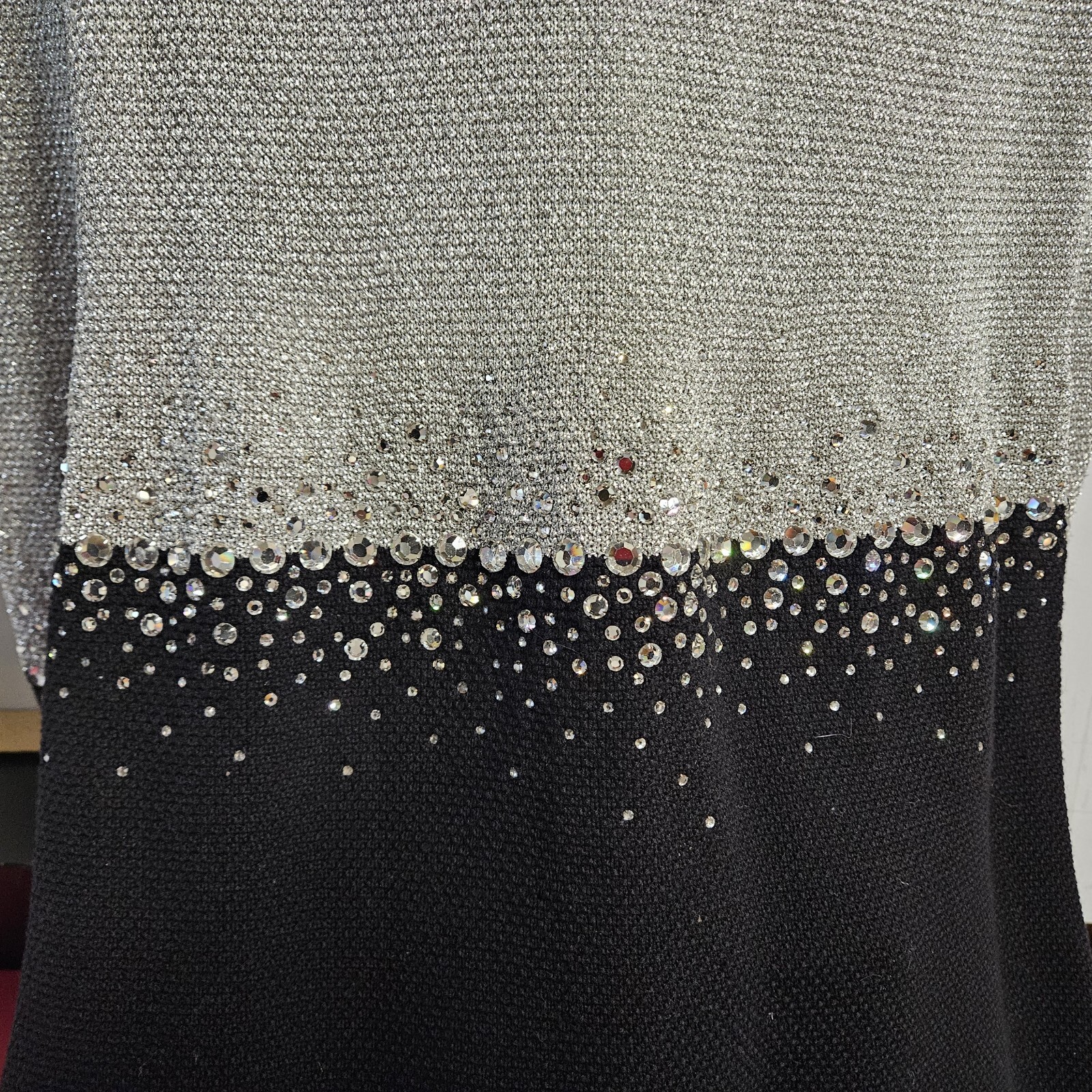 Pauline Trigere Vtg Marshall Fields Black Silver W/Rhinestones EVE Dress SZ 10