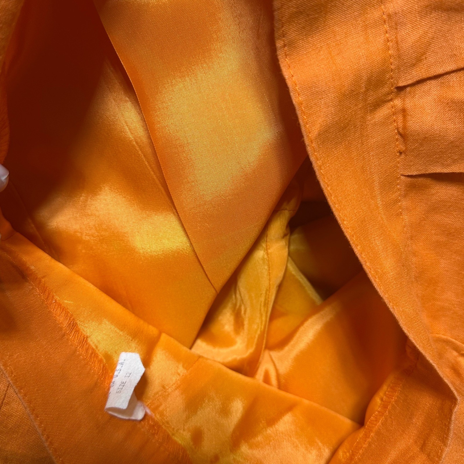 Vintage 100% Linen High Waisted Pleated Wide Leg Trousers Orange Made in USA 12