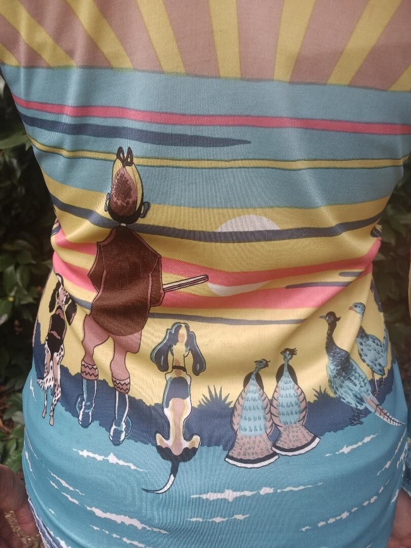 vintage 70s women polyester SULTRA Faun In The Woods shirt size med psychedelic