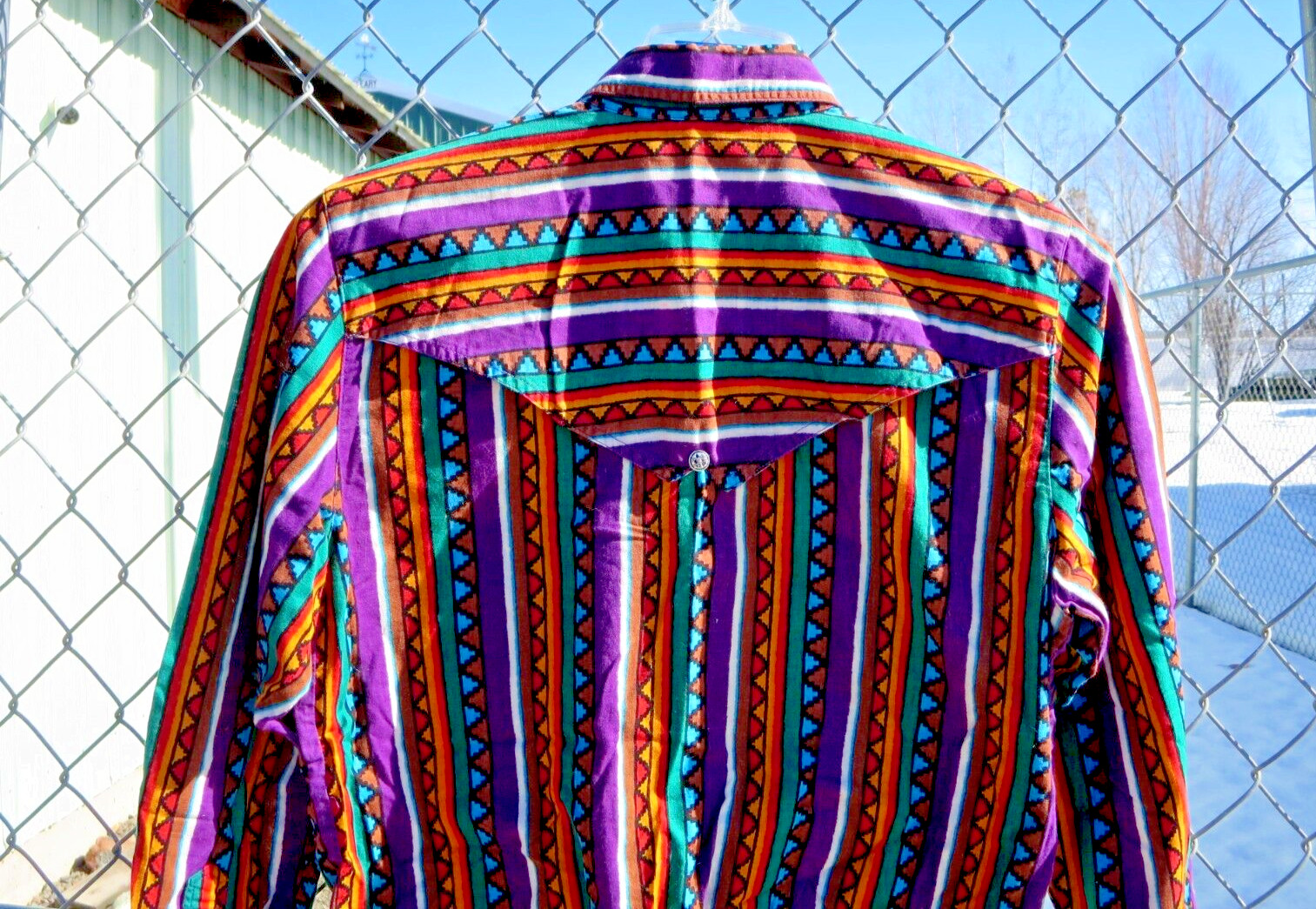 Vintage RODEO Western Wear Colorful Cotton Women’s Long Sleeve SHIRT Size L – M