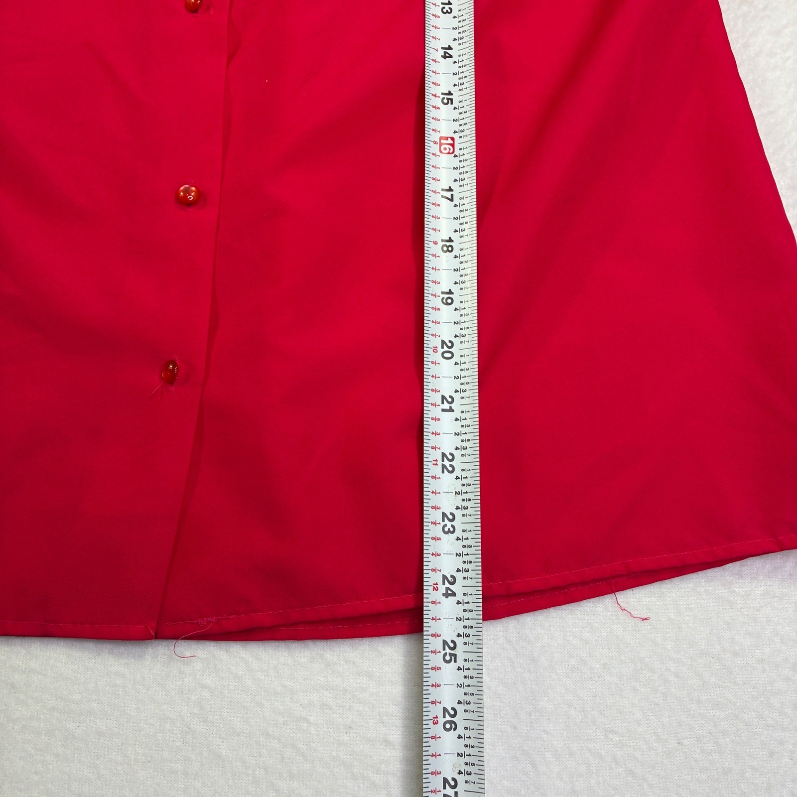 Cricket Lane Vintage USA Red Embroidered Scallop Collar Button Down Blouse Top