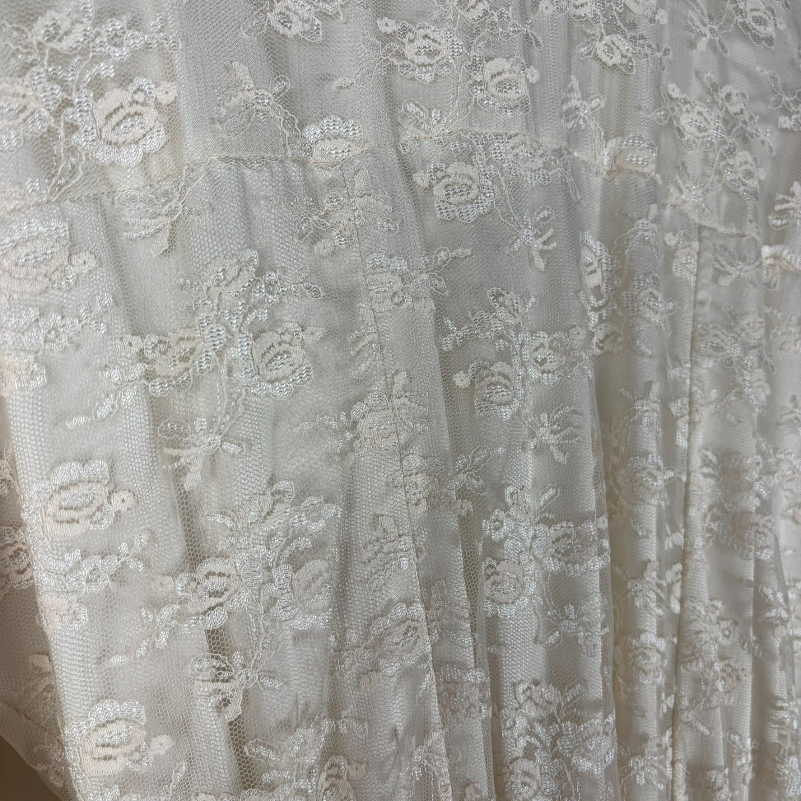 Vintage 1970s Handmade Wedding Dress Ivory Lace Edwardian Revival Cottagecore