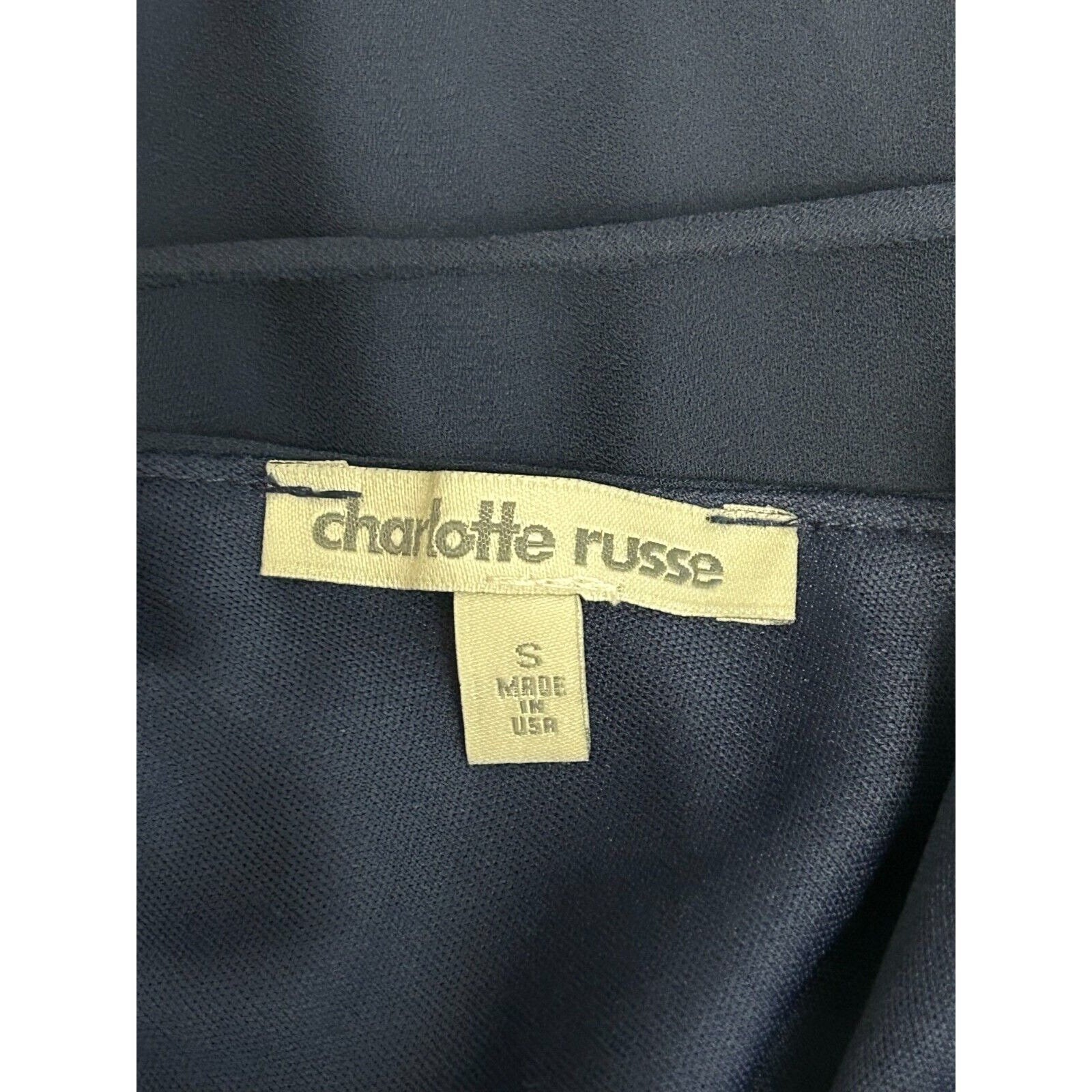 Charlotte Russe Blue Pleated High Halter Neck Dress Vtg 90s Y2K Women’s Sz S