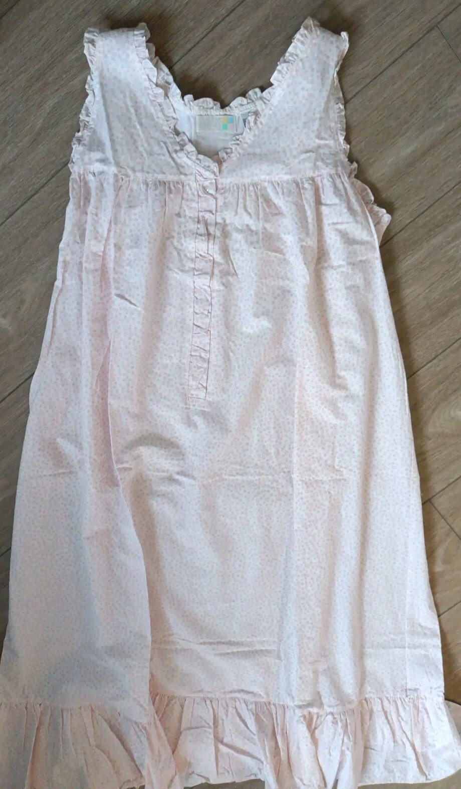 VTG 80s Claudia Barnes Intimate Long Cotton Night Gown Ruffle Hem Sz M, New Tags