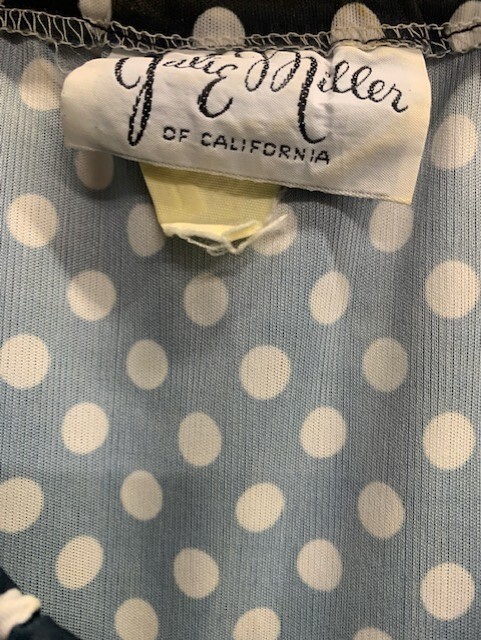 Vintage Julie Miller of California Polka Dot Dress Navy Size S