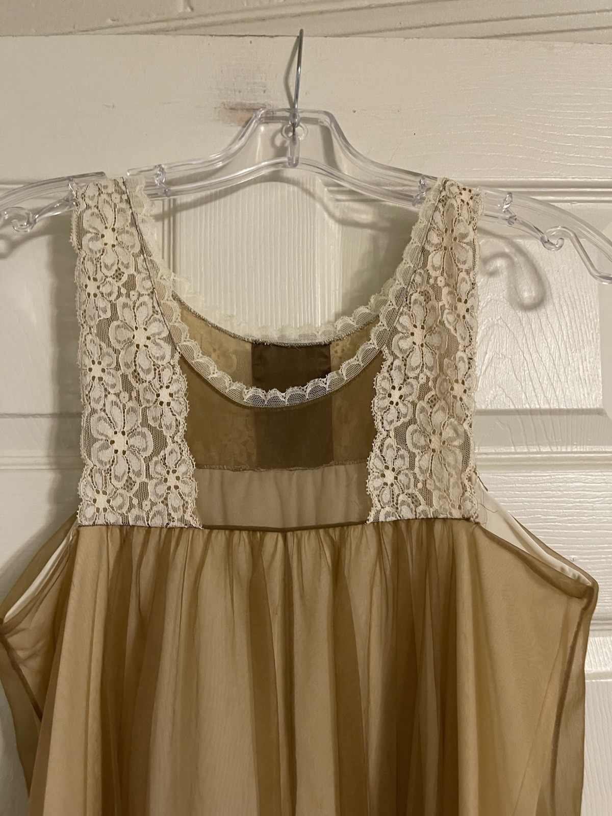 Vintage Vanity Fair Peignoir Set Robe Gown Women’s Sz S Mocha Brown Double Nylon