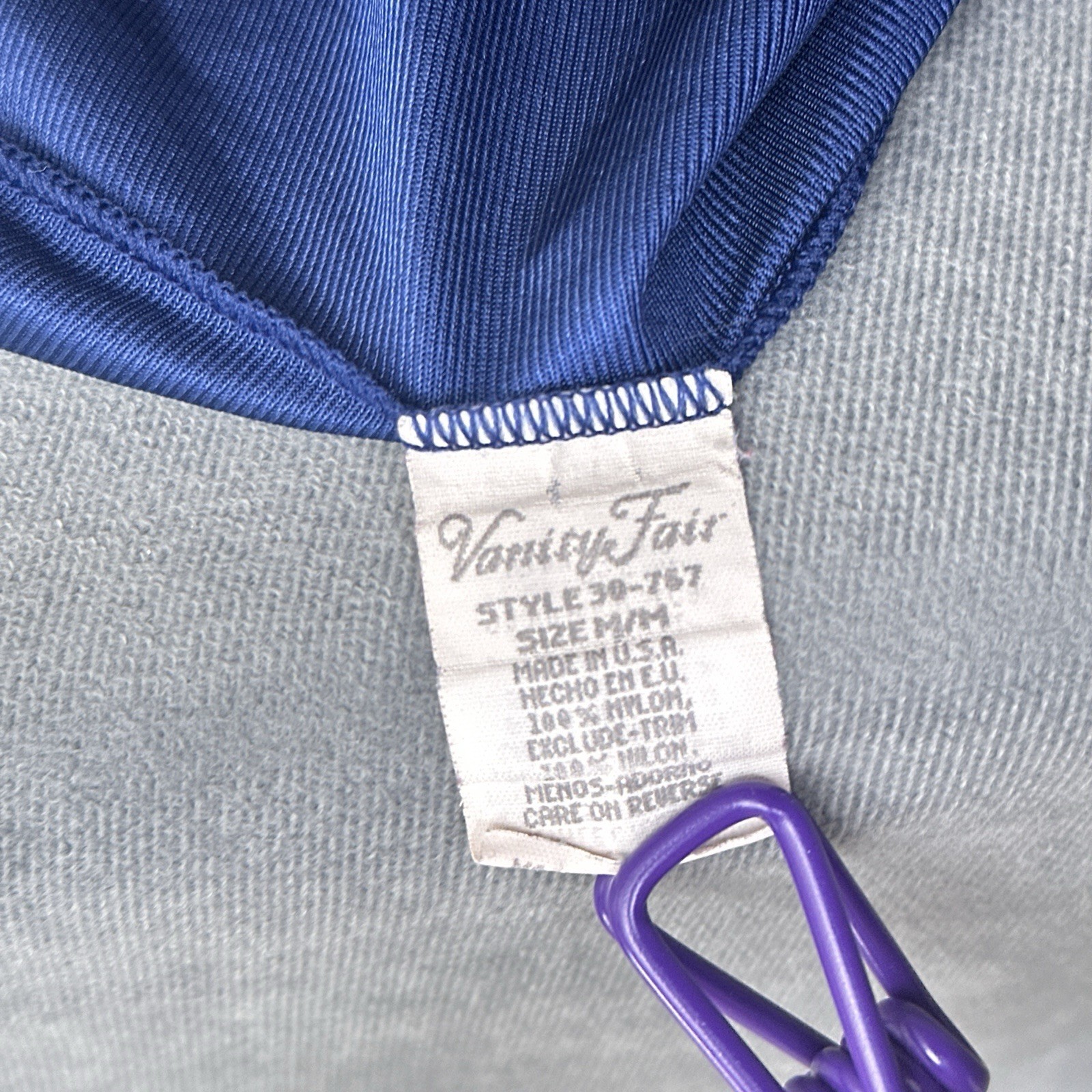 Vintage Vanity Fair Nightgown Medium Blue Lace V-Neck Sleeveless 30-767 Nylon