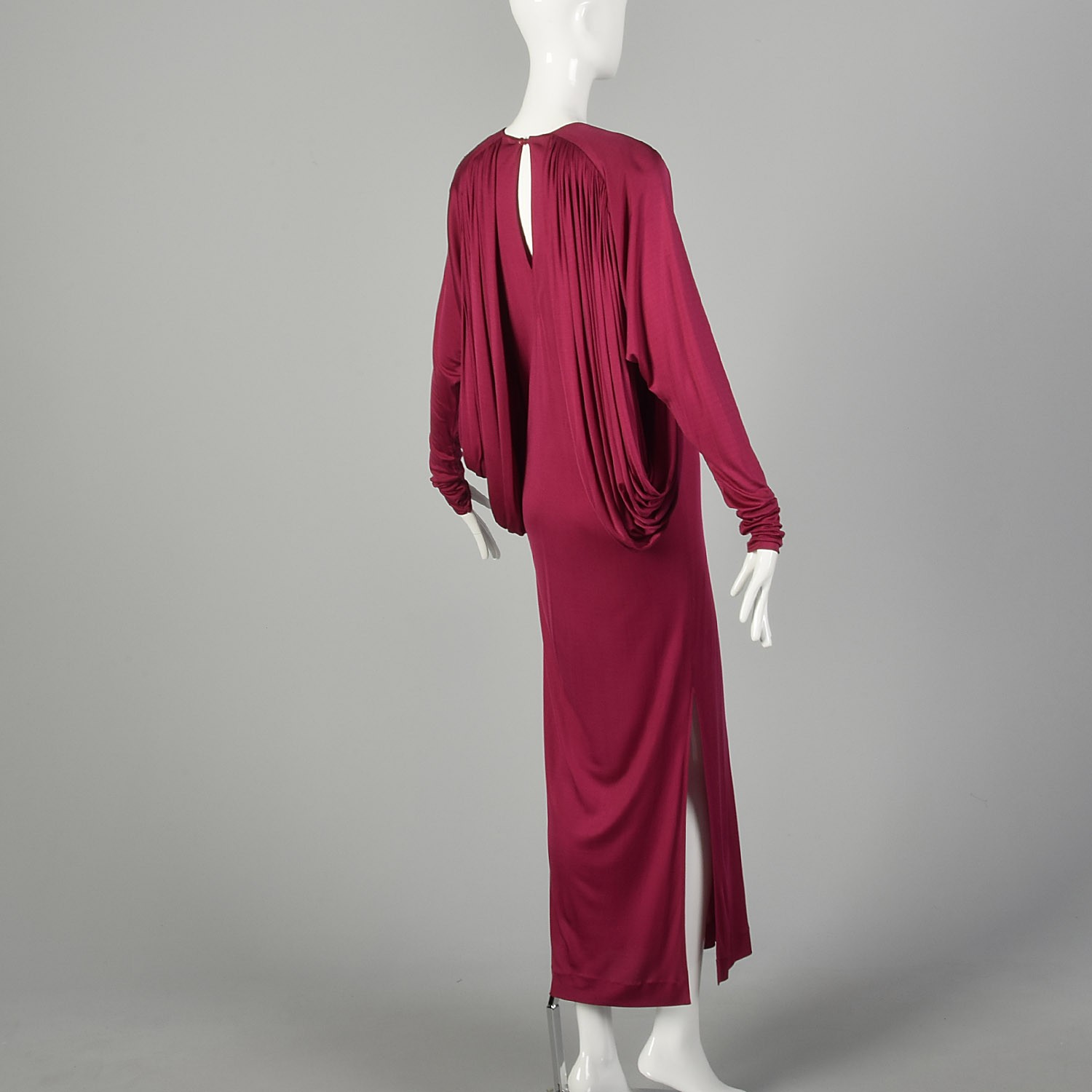 Small 1980s Missoni Fuchsia Evening Gown Formal Silk Jersey Draped Maxi DressVTG