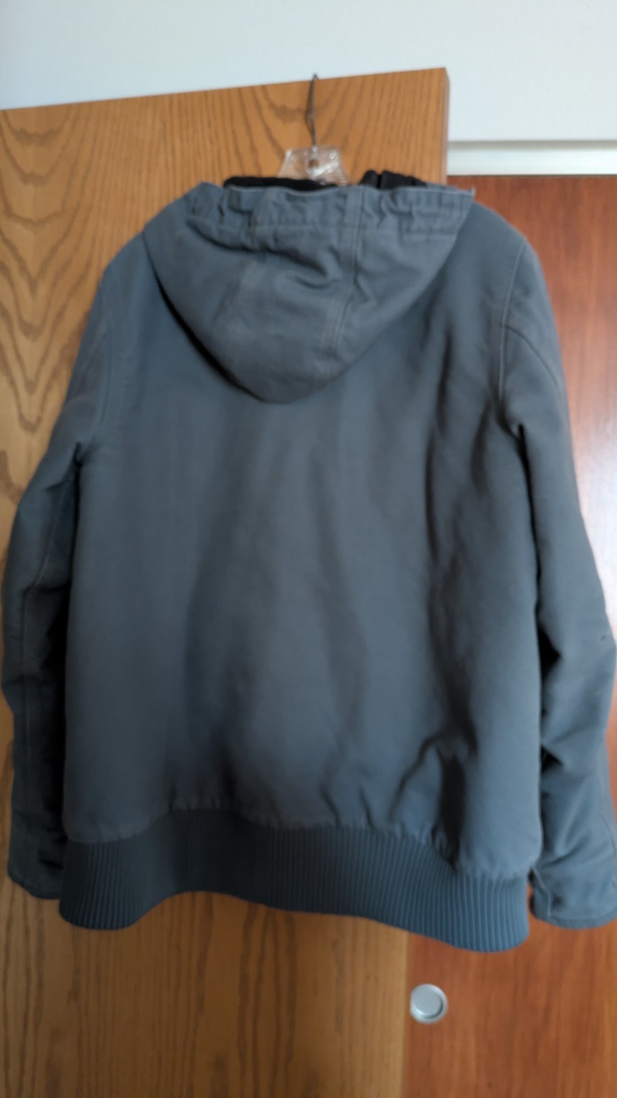 Women’s Vintage Carhartt XL Canvas Work Chore Coat Hooded Warm Gravel Color