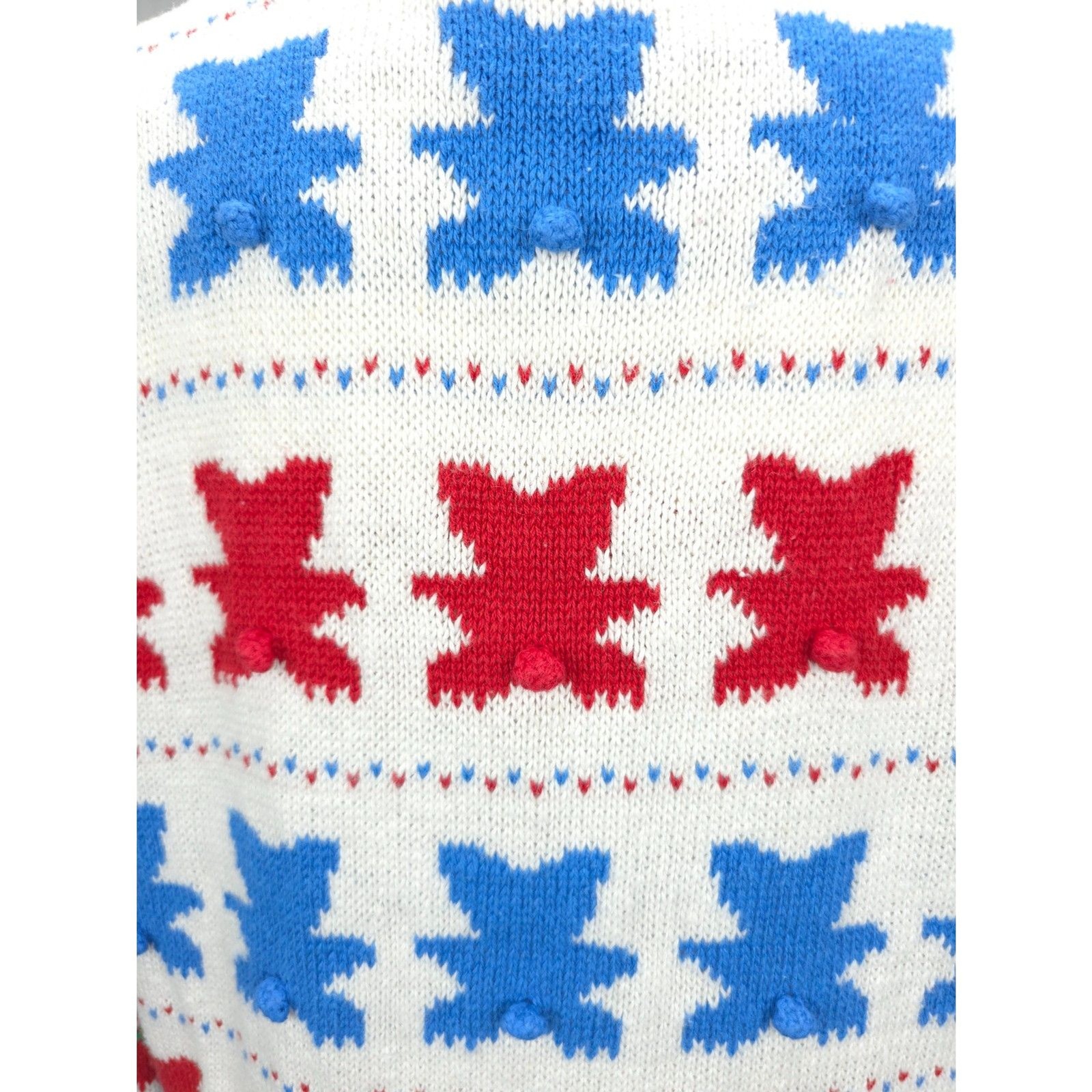 Vintage Dean’s of Scotland Women’s XL Multi-Color Teddy Bear Knit Sweater Jumper
