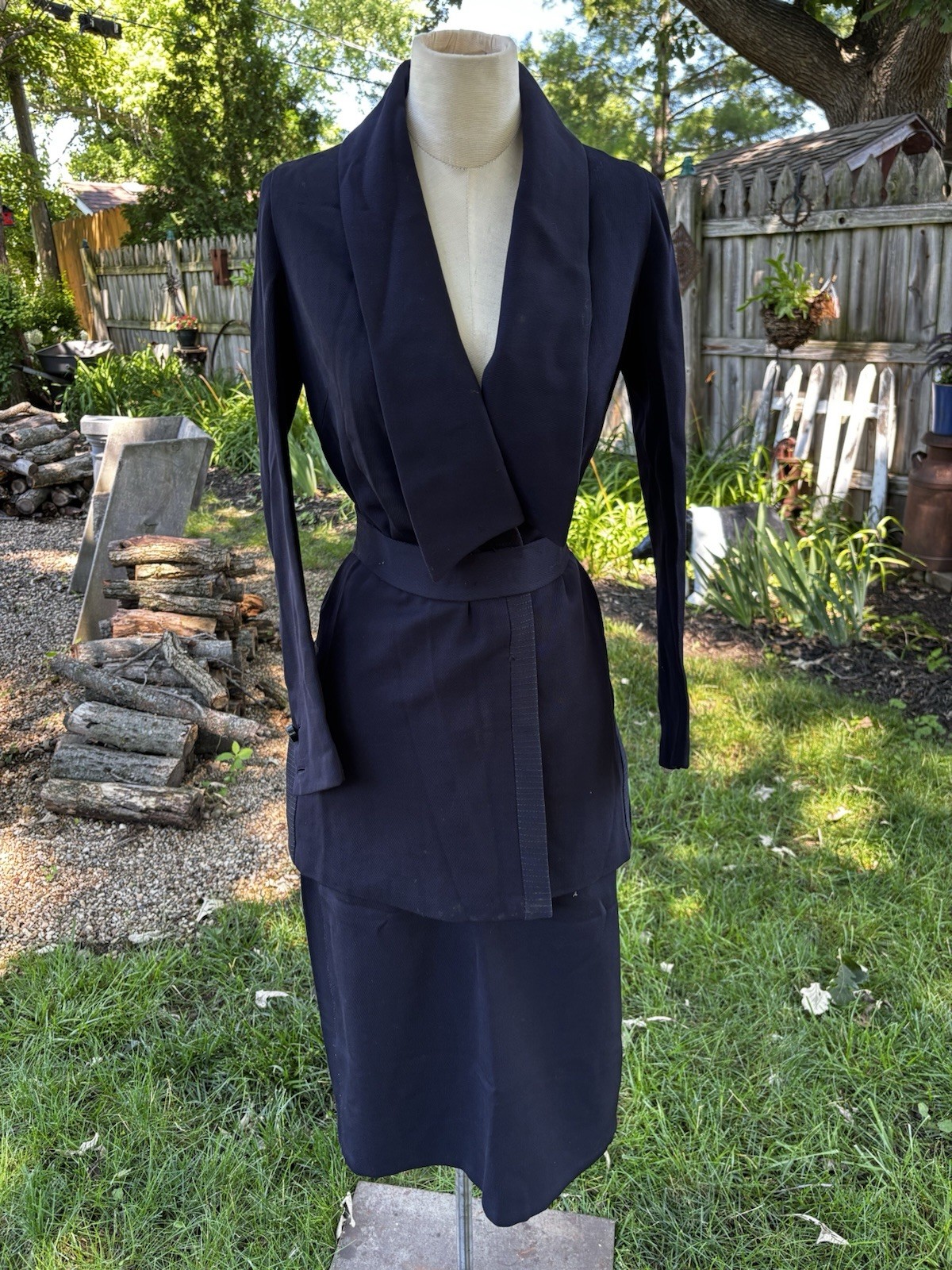Antique Victorian Edwardian Walking Suit Jacket Skirt Set Wool 1910s