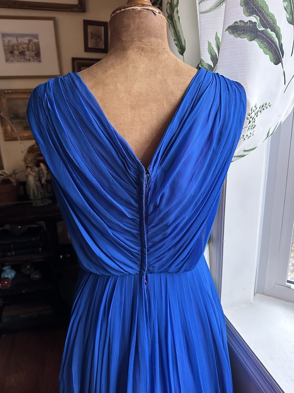Lilli Diamond California VTG Blue Chiffon Party Prom Dress Womens Sz Small