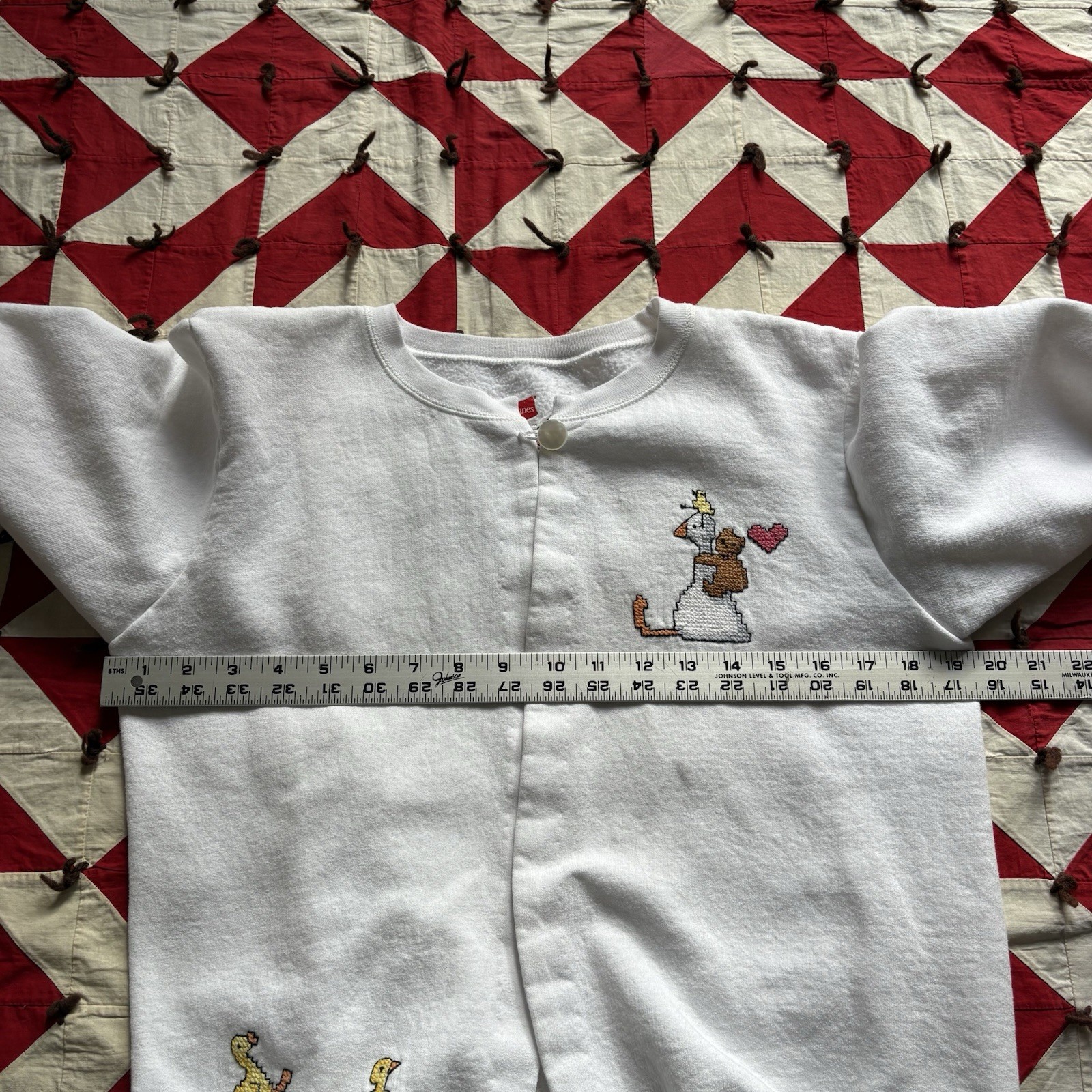 Vintage Y2K Cross Stitch Open Front Sweatshirt Women’s Cute White Grandma Style