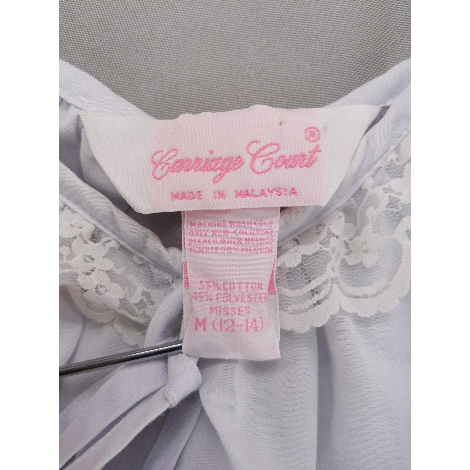 Vintage 2pc Nightgown Robe Set Sz M Lavender Lace Trim Carriage Court Sears