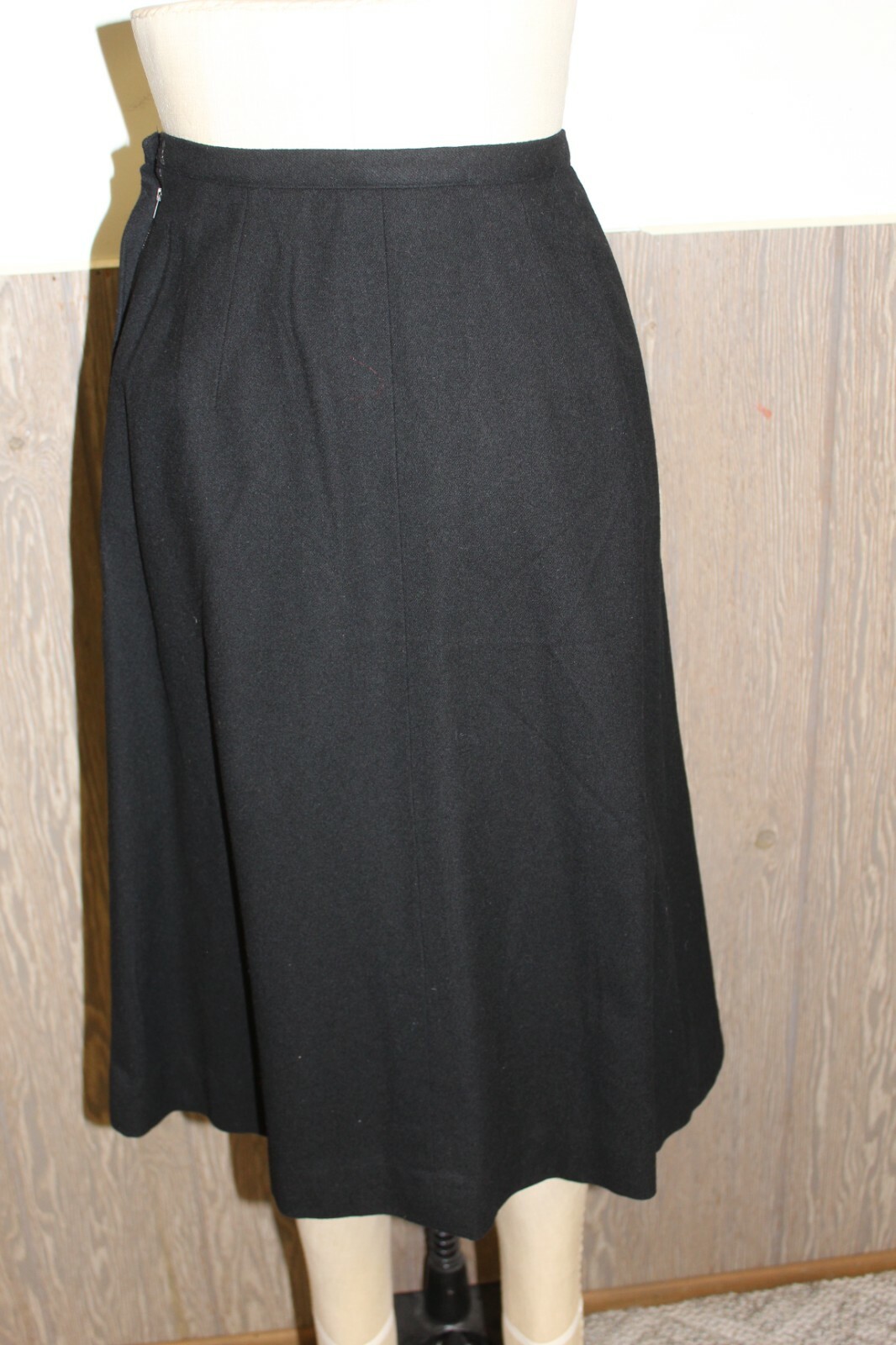 VTG 60s EVAN-PICONE BLACK WOOL A-LINE WIGGLE PENCIL SKIRT 25 1/4″W