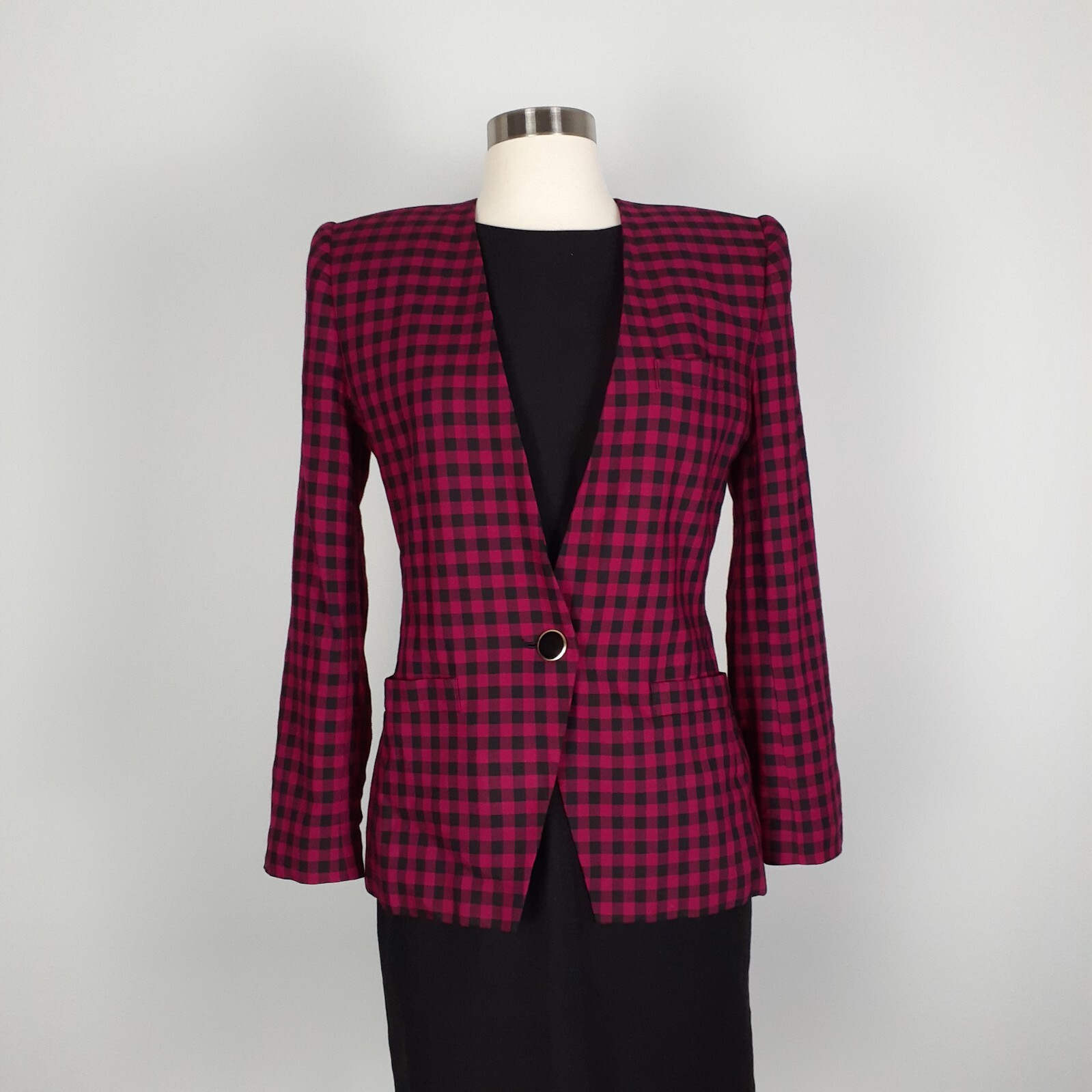 90’s Vintage Bold Gingham Blazer by Stirling Cooper Women’s Suit Jacket Size 4