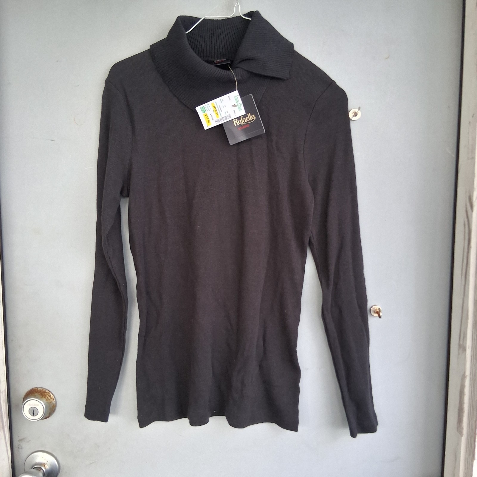 Vintage Y2k NOS NWT Rafaella Black Ribbed Cut Turtleneck S