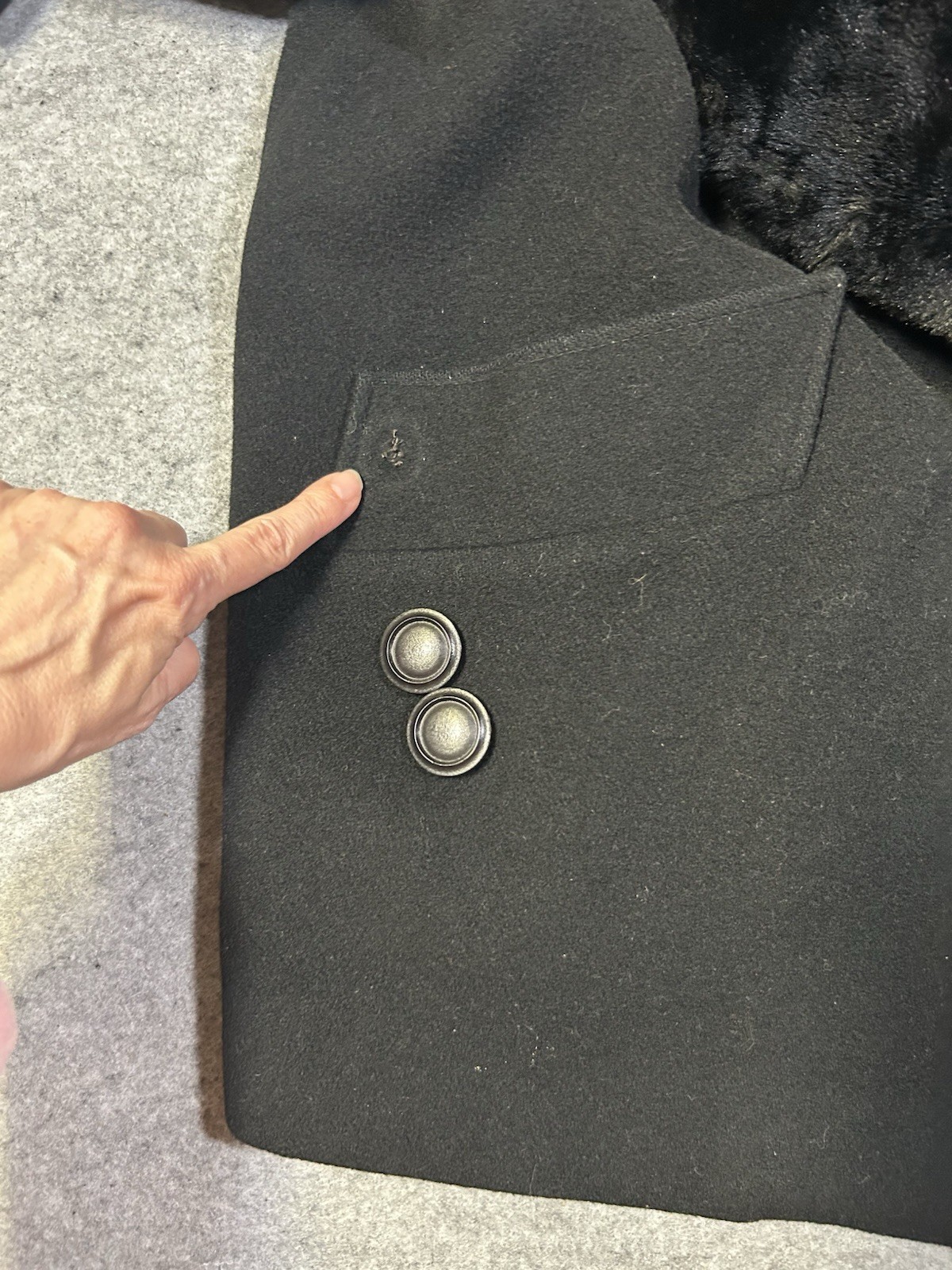 VTG Cache d’Or (Mansfield) Cashmere/Wool Coat Removable Faux Collar Glam L 12