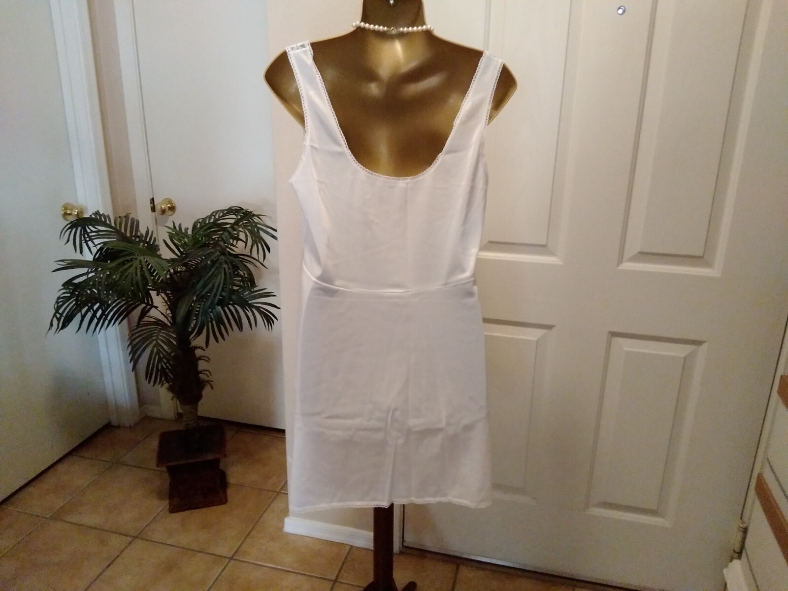 Vintage Full Slip Dress Chemise European Size M-L Triumph Intl White Lace