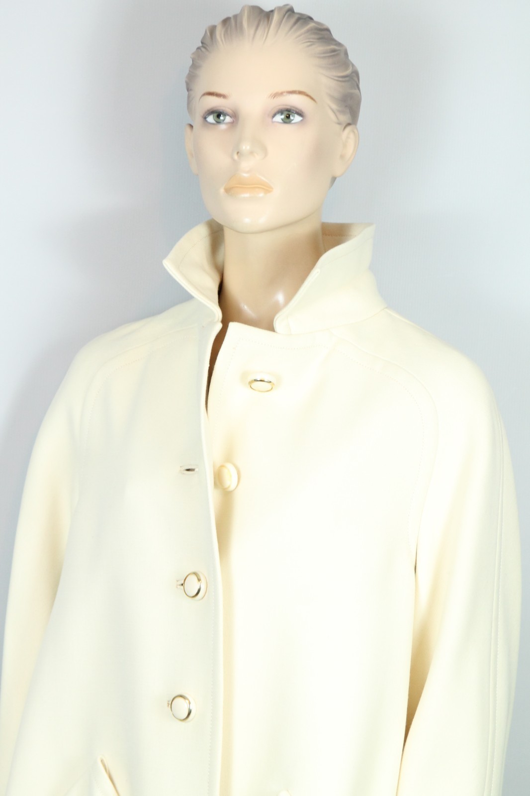 Vtg 60s SEYMOUR FOX USA Ivory Wool Retro Stroller Peacoat Coat S/M