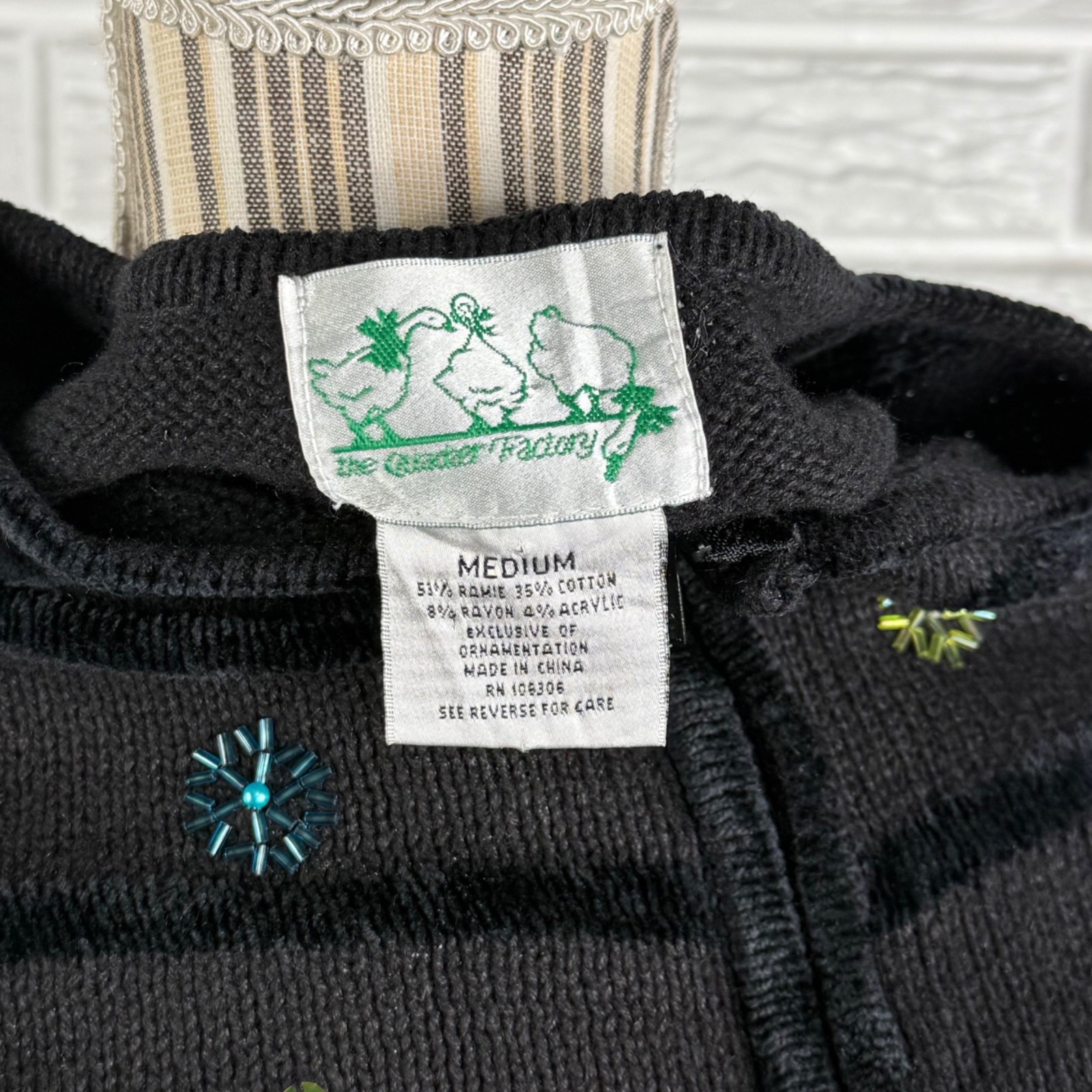 Vintage Quacker Factory Christmas Cardigan Sweater Embroidered Snowman Sz Medium