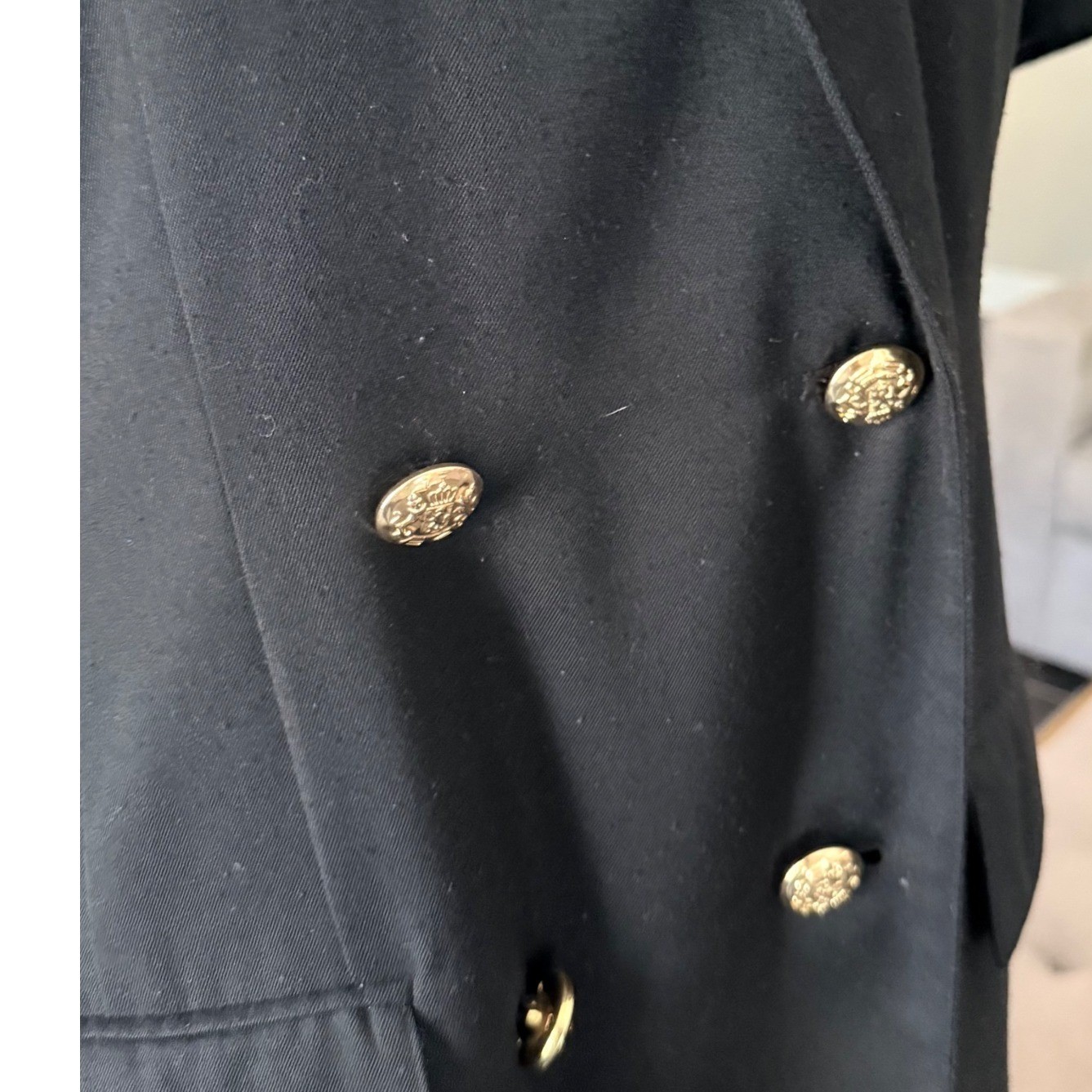 Kasper for ASL Vintage Black Double Breasted Blazer Dress Gold Buttons Size 8