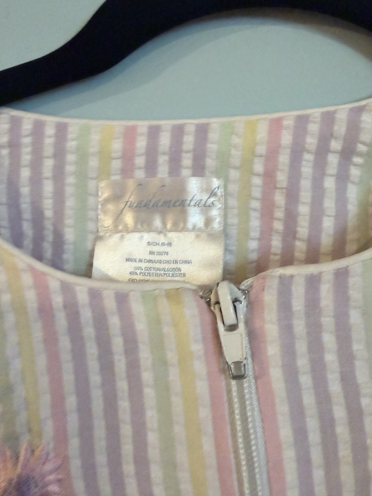 Vintage Cottage Core Fundamentals Nightgown Robe Size S Floral Embroidery Zip Up