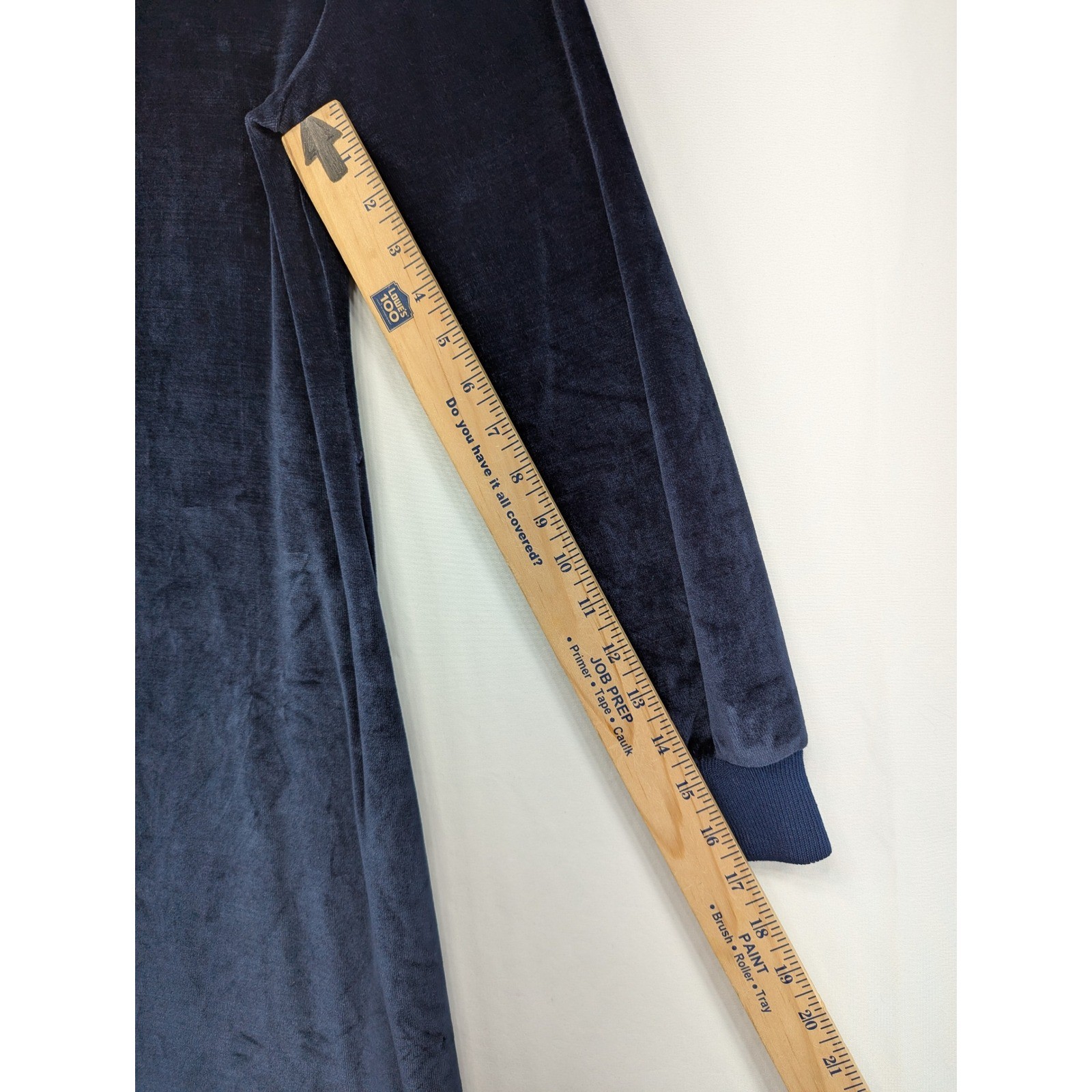 Vintage Butte Navy Blue Velour Midi Dress Long Sleeve Button Shoulder Retro S