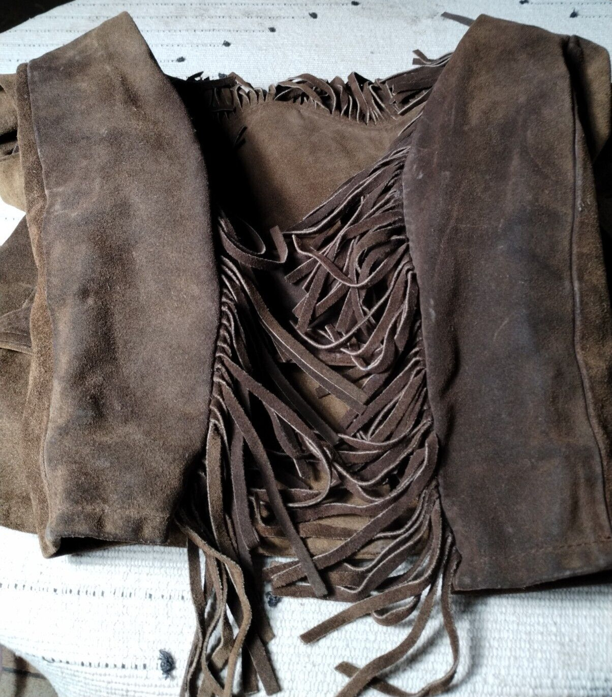 Western VINTAGE leather FRINGE heavy LEATHER size 12 biker COWGIRL