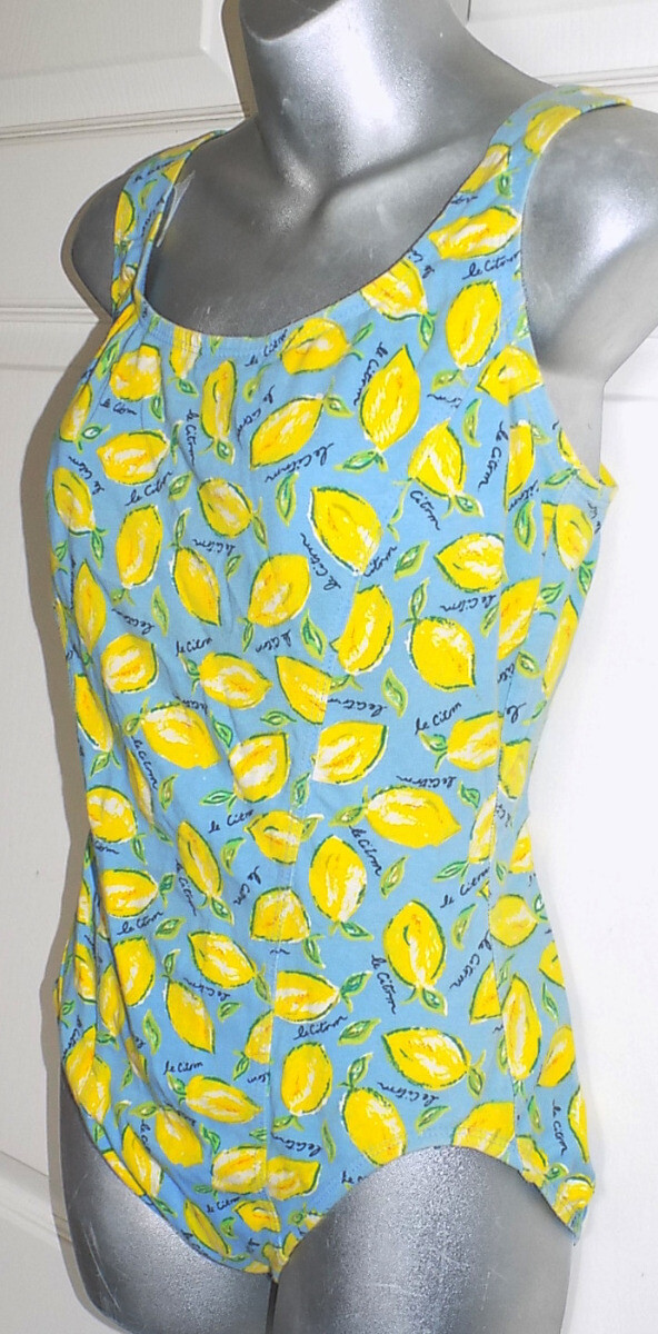 Vintage 70s Coco Reef Swimsuit Lemons 10 / 32 Cotton Bathing Suit