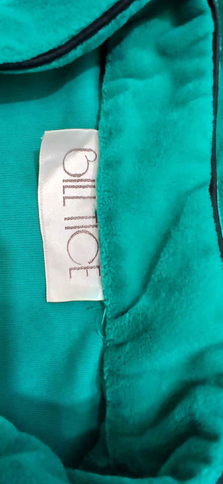 Vtg Bill Tice Turquoise Velvet Gold Robe Dress sz 10 Housewife