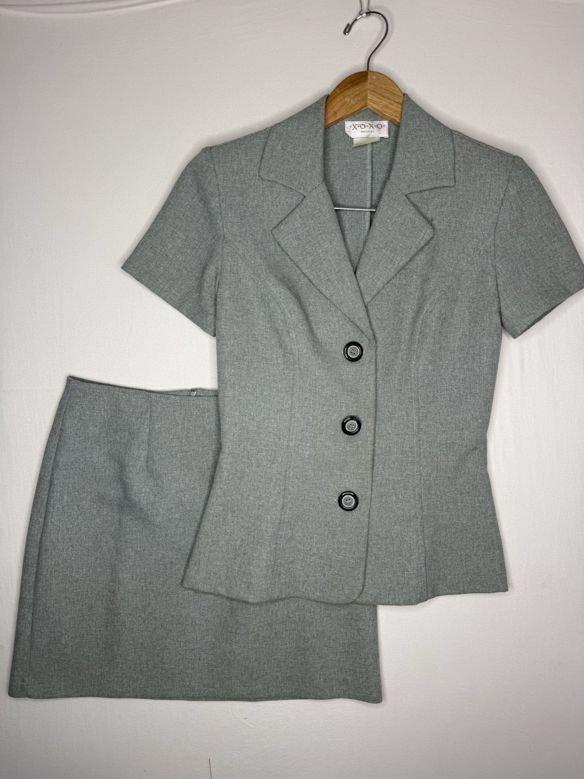 Vintage Y2K XOXO Two Piece Skirt Set, Women’s Size 3 Corpcore Gray Workwear