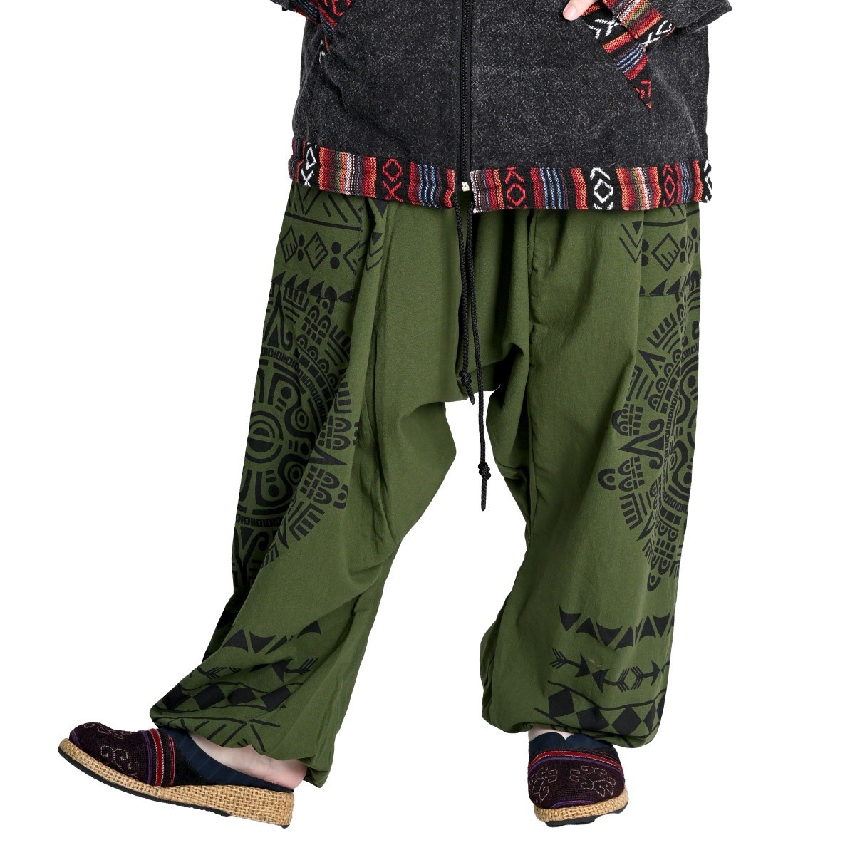 Ethnic Pattern Cargo Sarouel Pants Unisex Aladdin Harem Pants