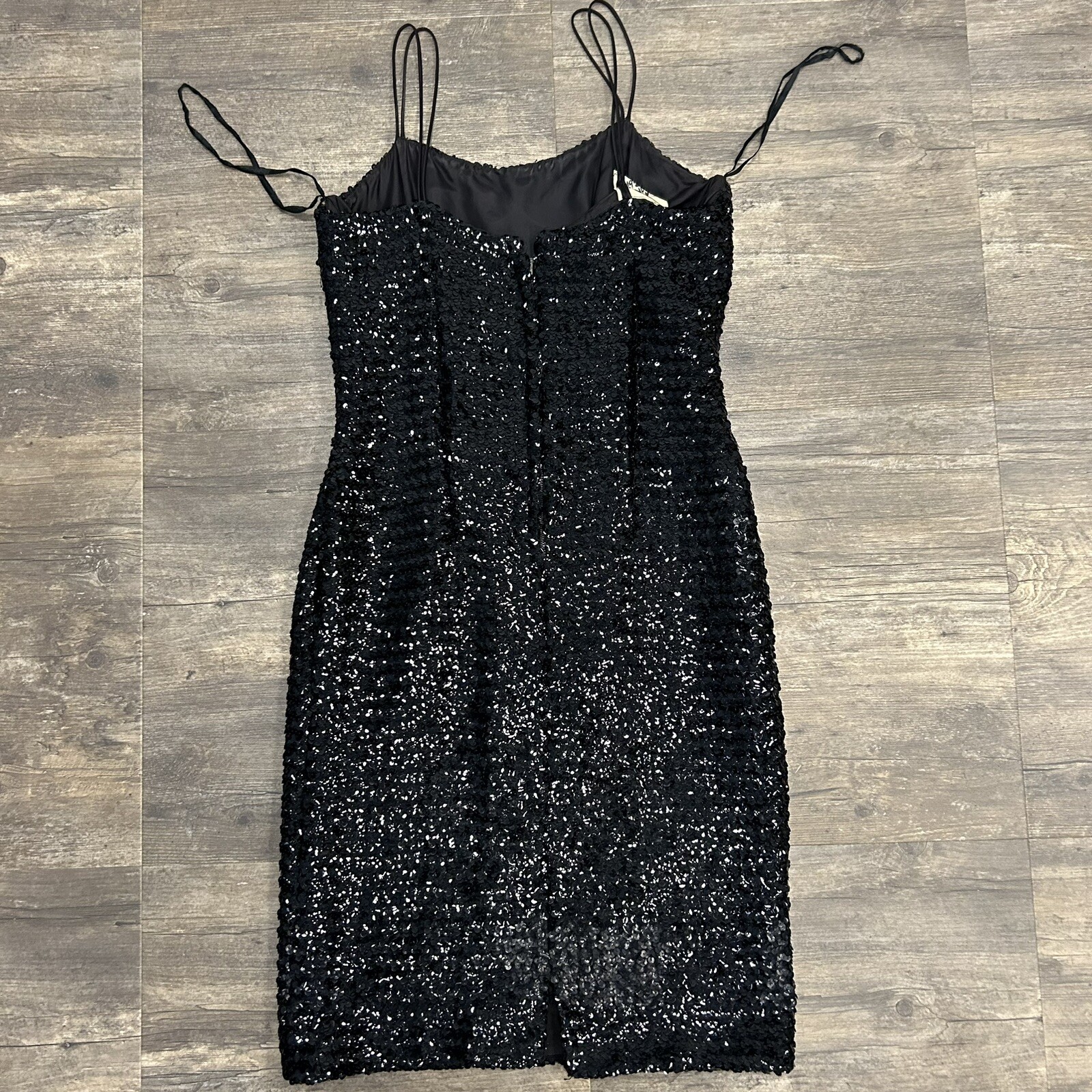 Vintage Carol Robins Sequin Black Strap Evening Dress NO SIZE TAG