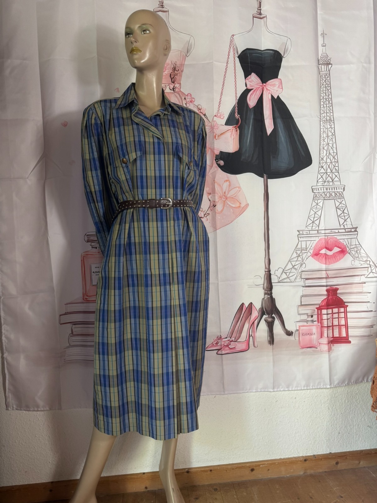 Vintage Dress 60s Bleyle Shirt Dress Plaid Mod Oversized 40 42 44