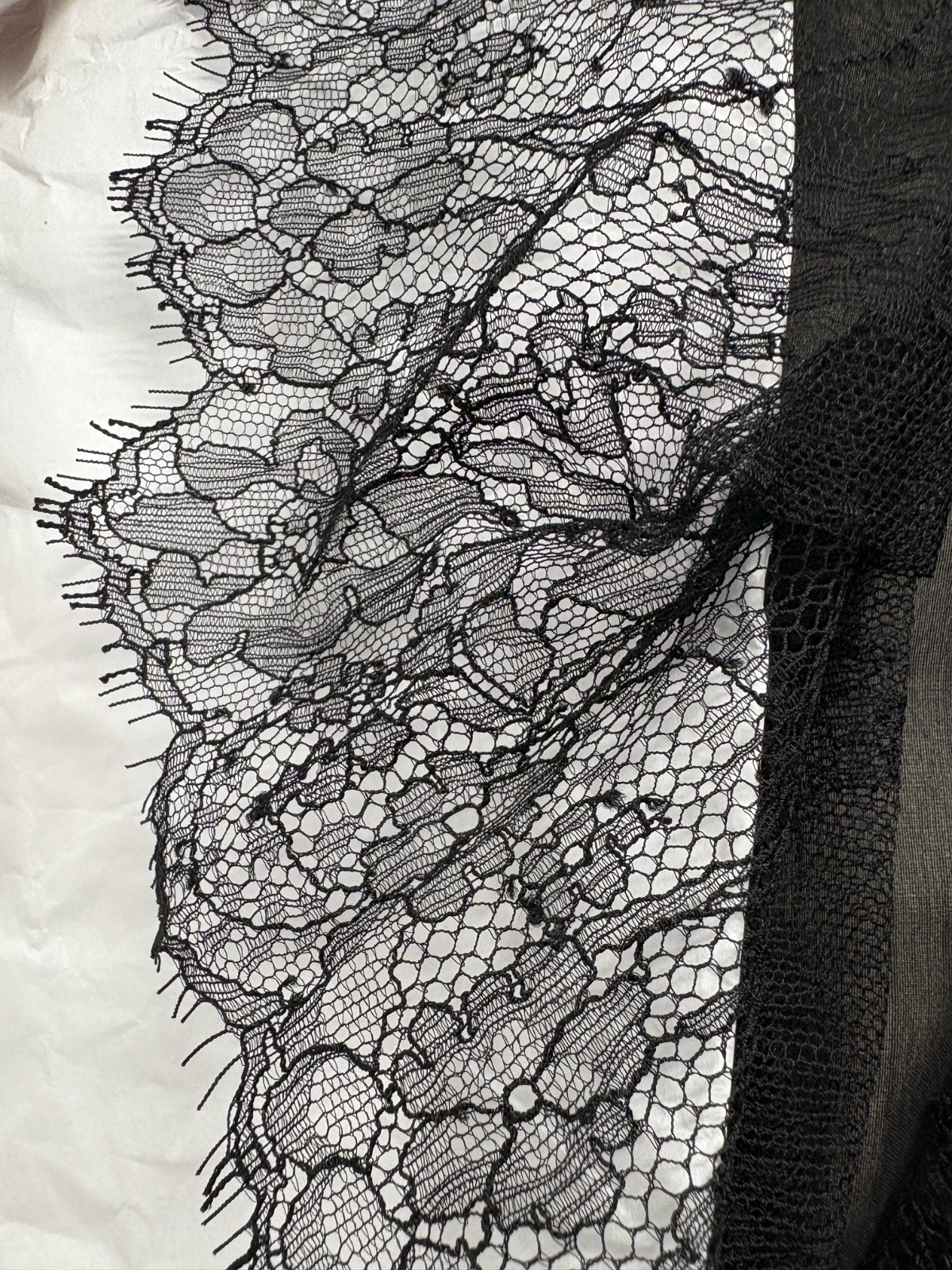 Vintage 90s Plein Sud Sheer Silk Lace Ruffle Blouse Gothic Romantic 40″ Bust